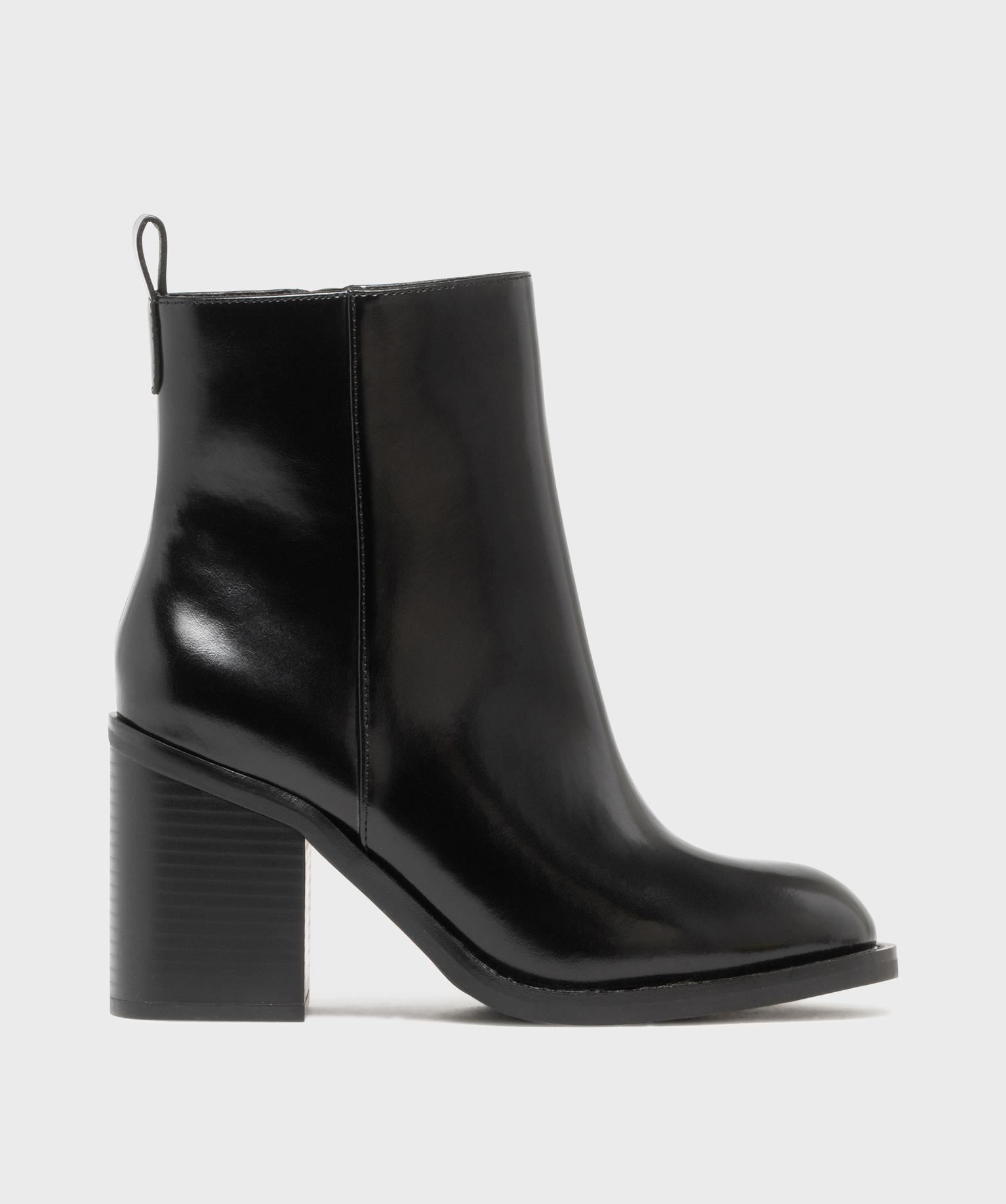 boots a talon large et bout rond unies femme noir standard