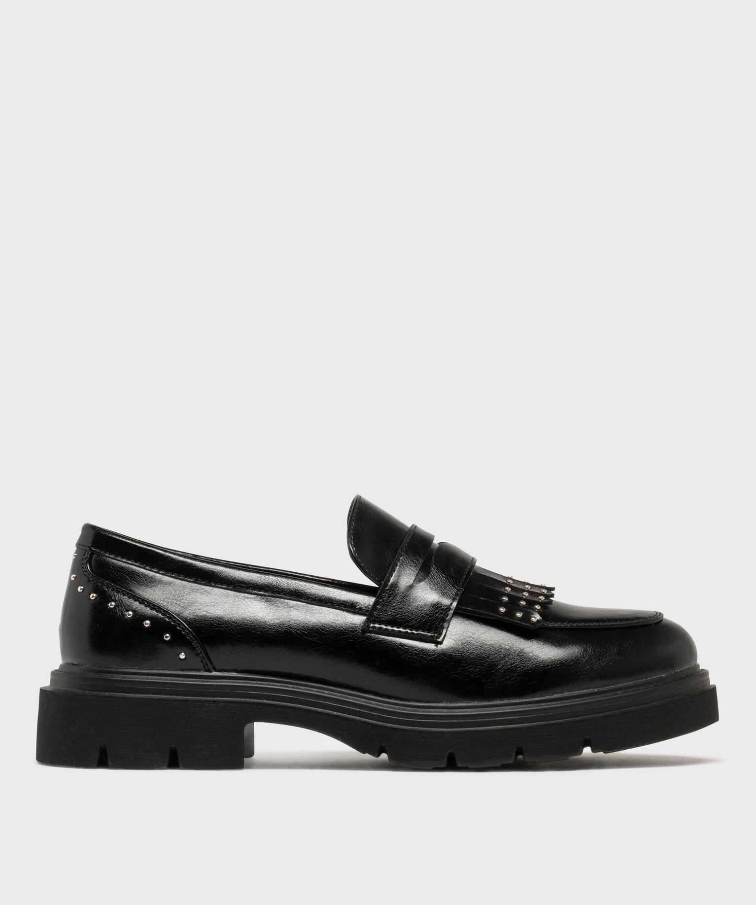 mocassins a clous et epaisse semelle crantee femme noir standard mocassins