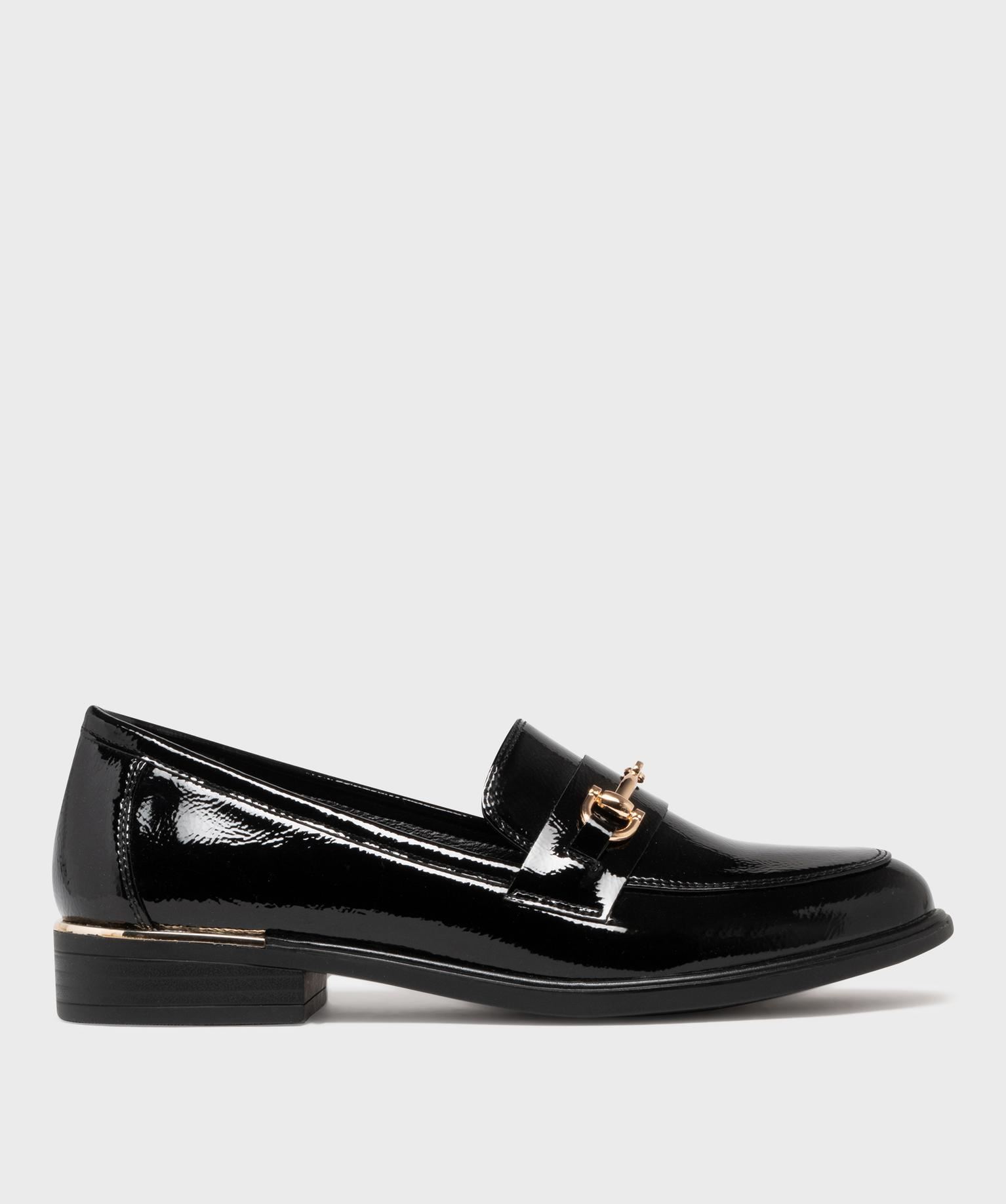 mocassins vernis avec bijou metallique femme - valentina baldano noir vif mocassins