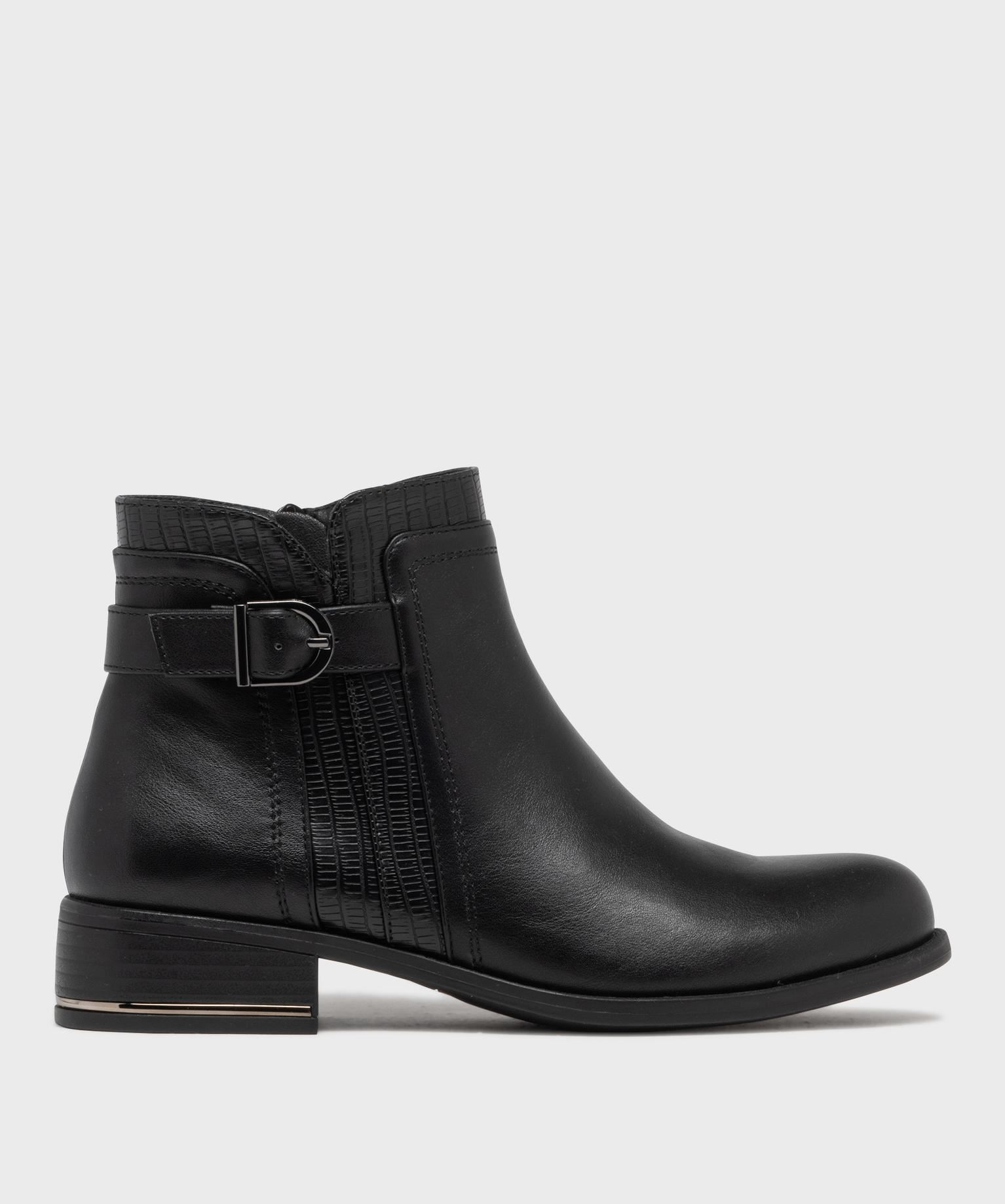 boots a talon plat et boucle decorative femme noir standard