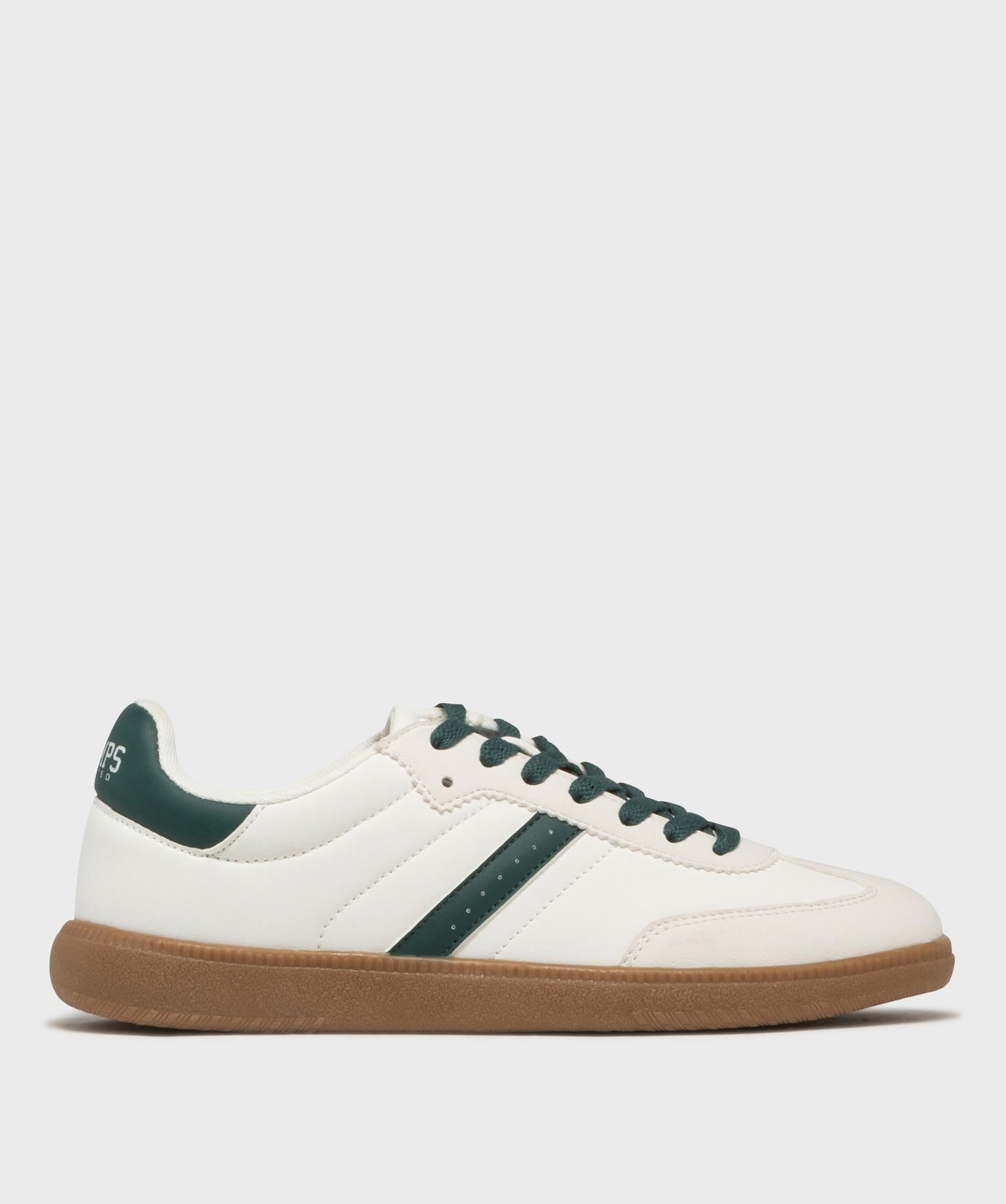 baskets basses a lacets look retro femme - camps united vert