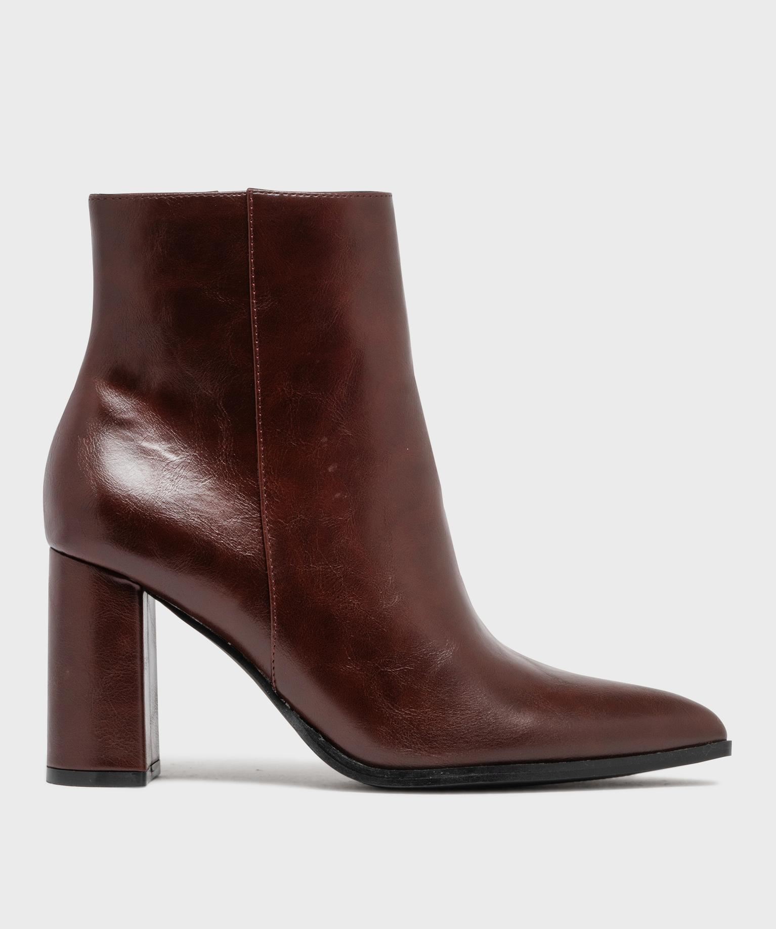 boots a talon haut et bout pointu unies femme rouge