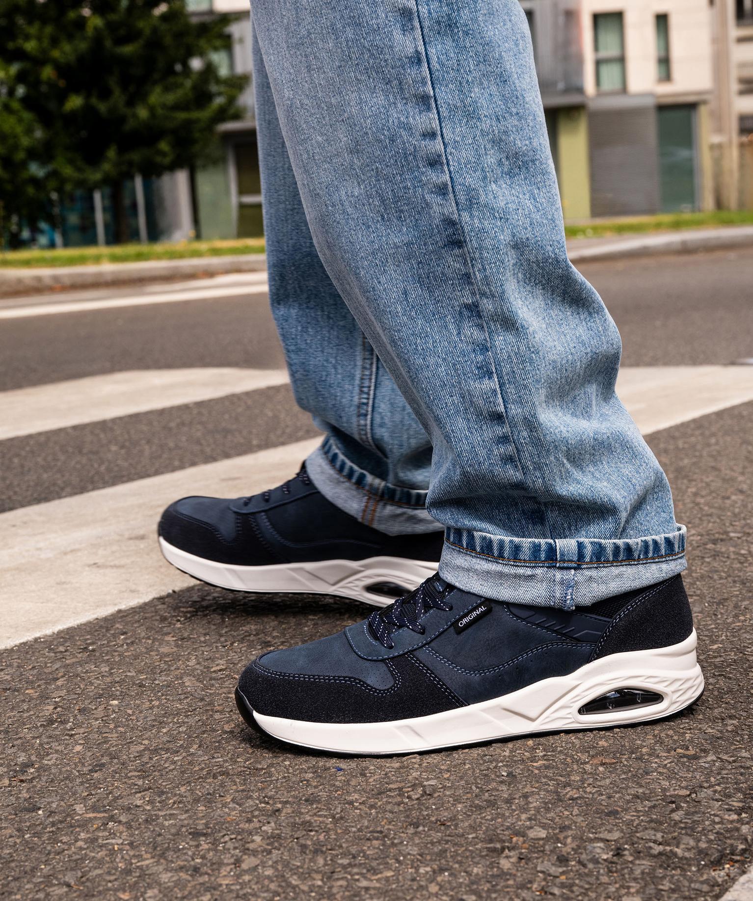 baskets multi-matieres avec semelle a bulle homme - 5 miles bleu