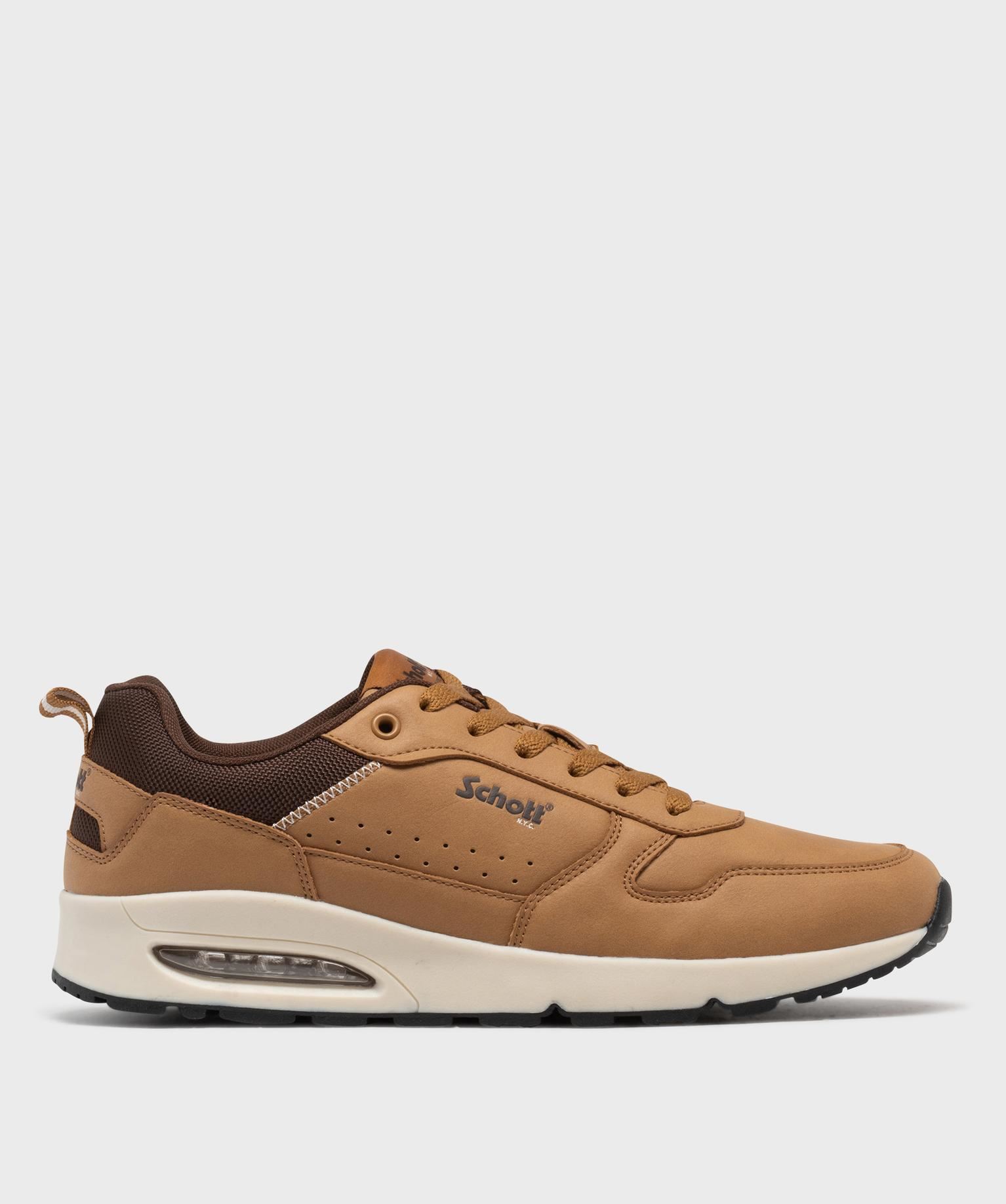 baskets basses a semelle bulle dair homme - schott brun
