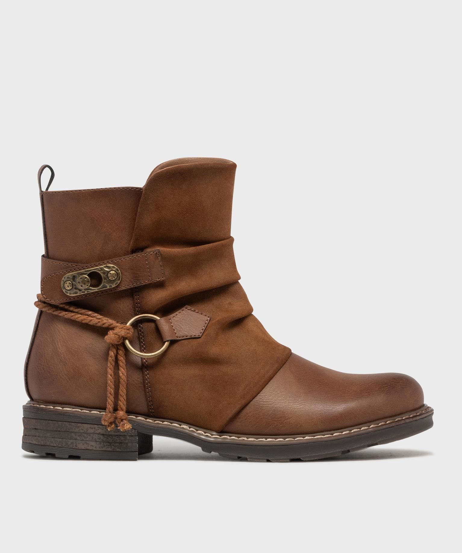 boots zippees a tige plissee femme marron standard