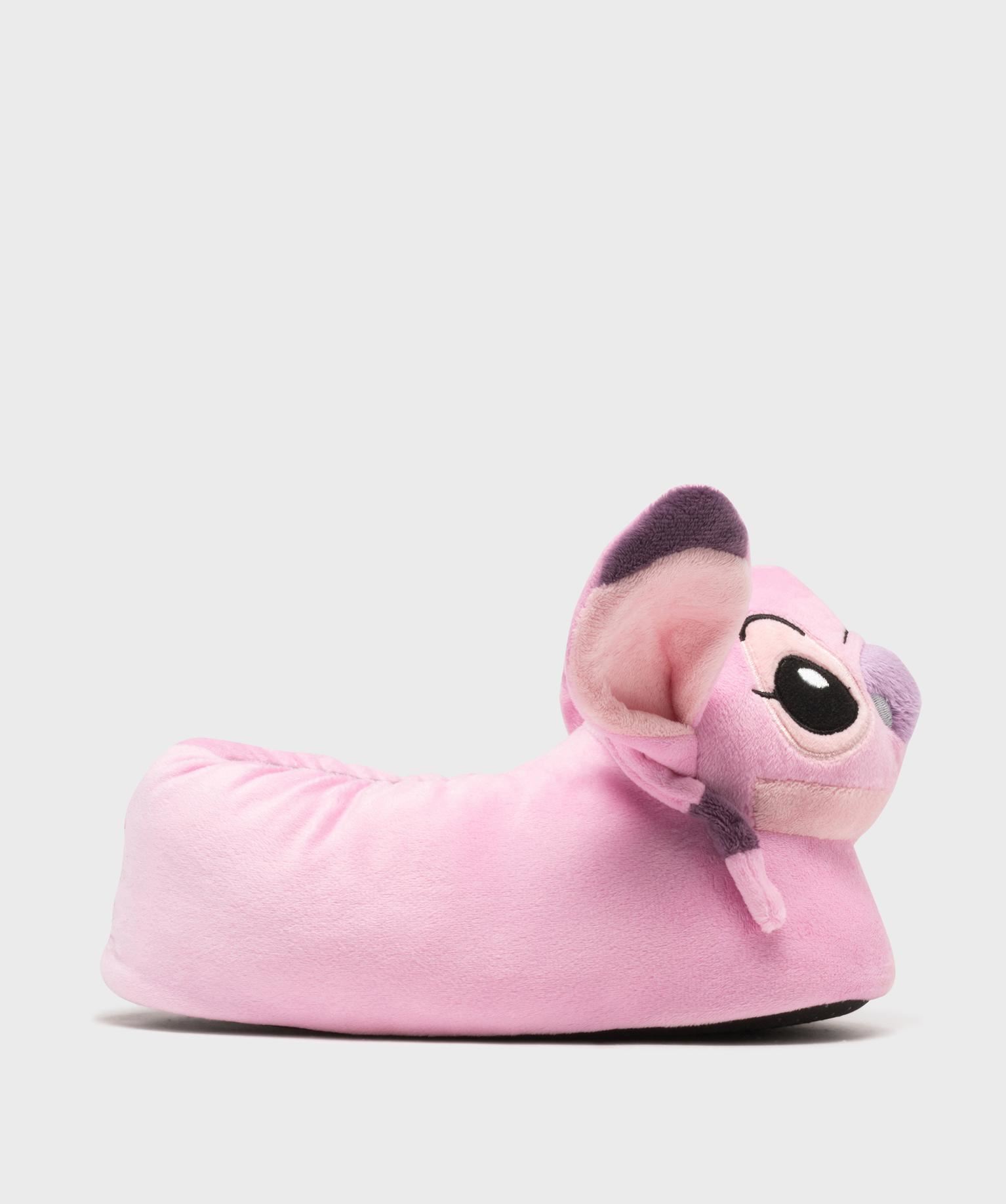 chaussons peluche fantaisie fille - stitch rose