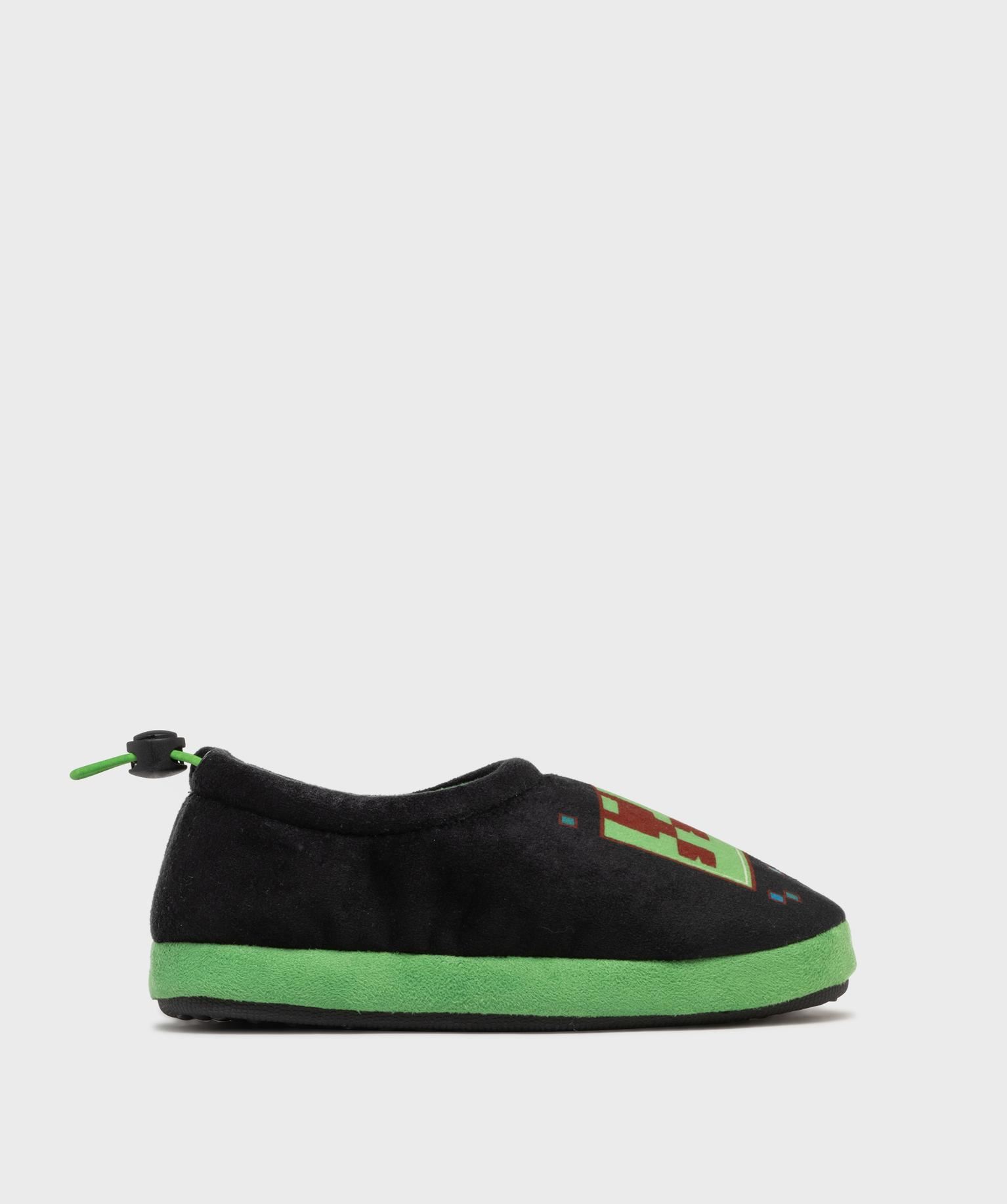 chaussons en velours avec motif jeu video garcon - minecraft noir standard