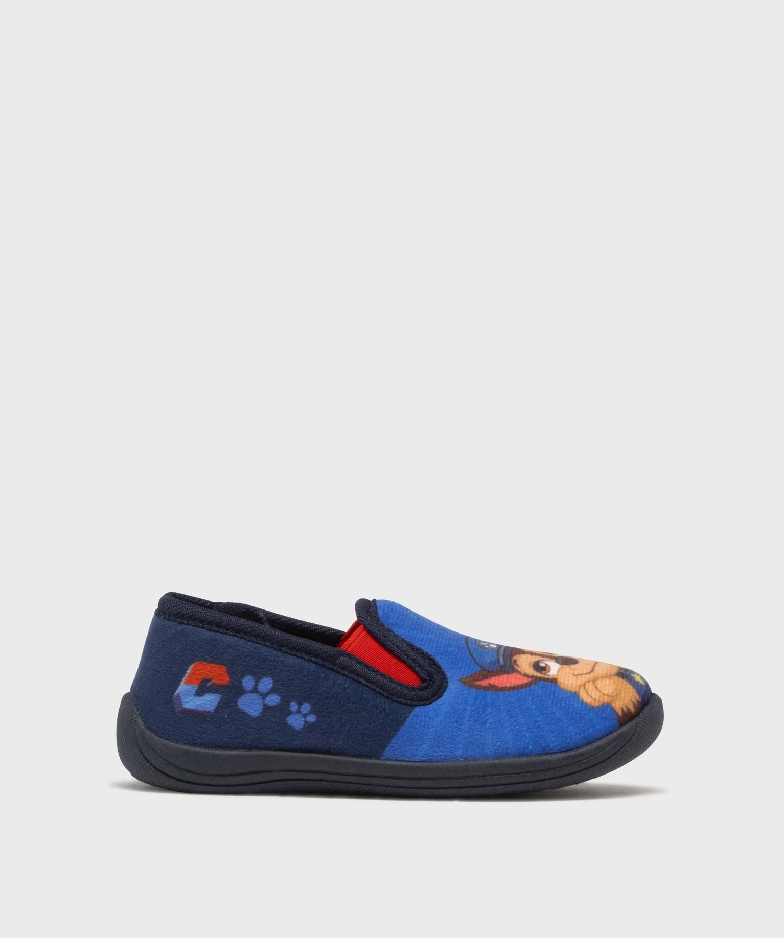 chaussons pantoufles en velours imprime garcon - la patpatrouille bleu standard