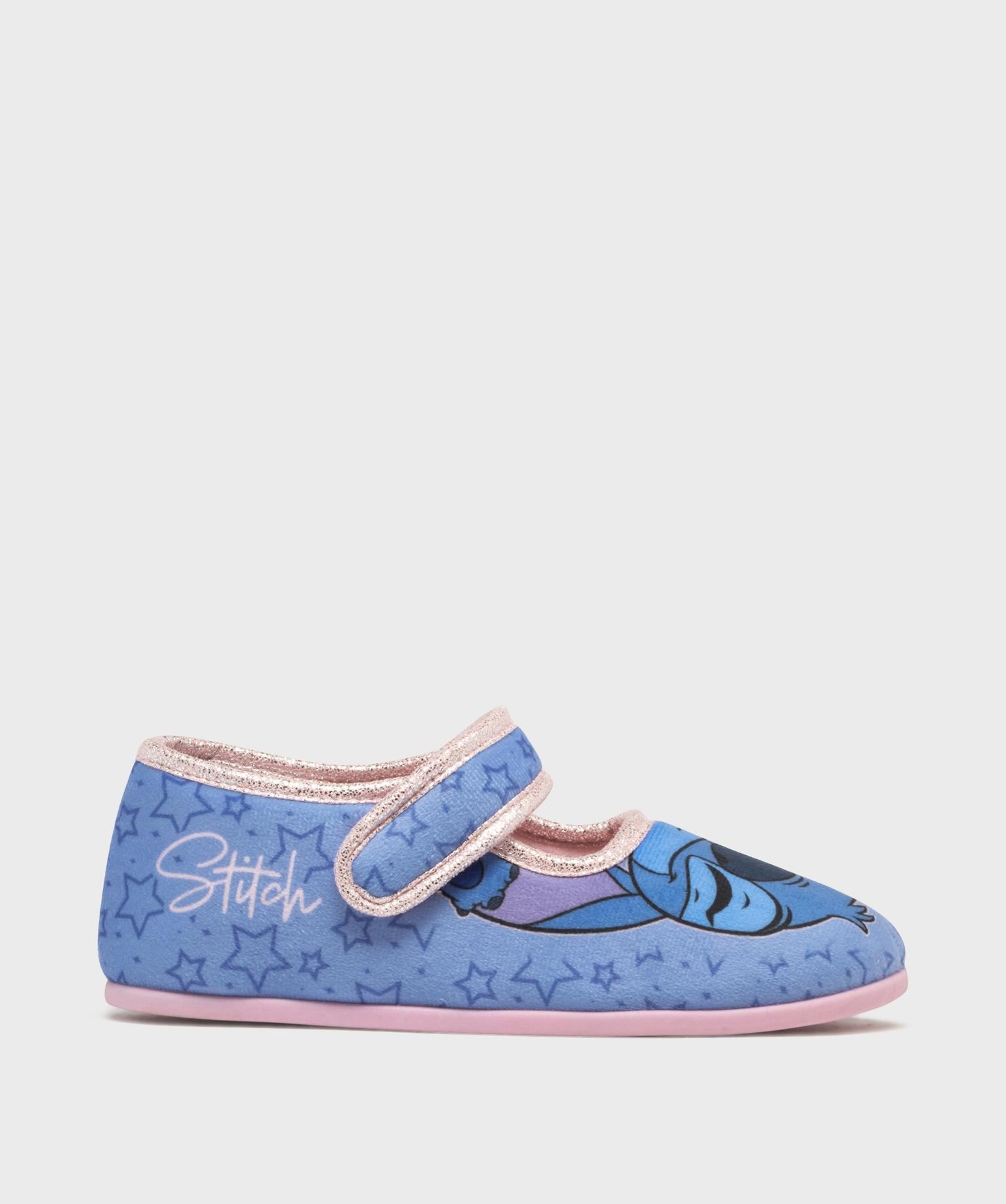chaussons babies en velours imprime fille - stitch bleu standard