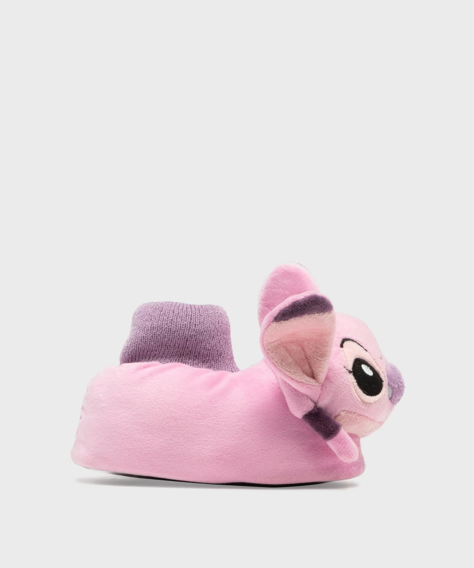 chaussons peluche fantaisie fille - stitch rose