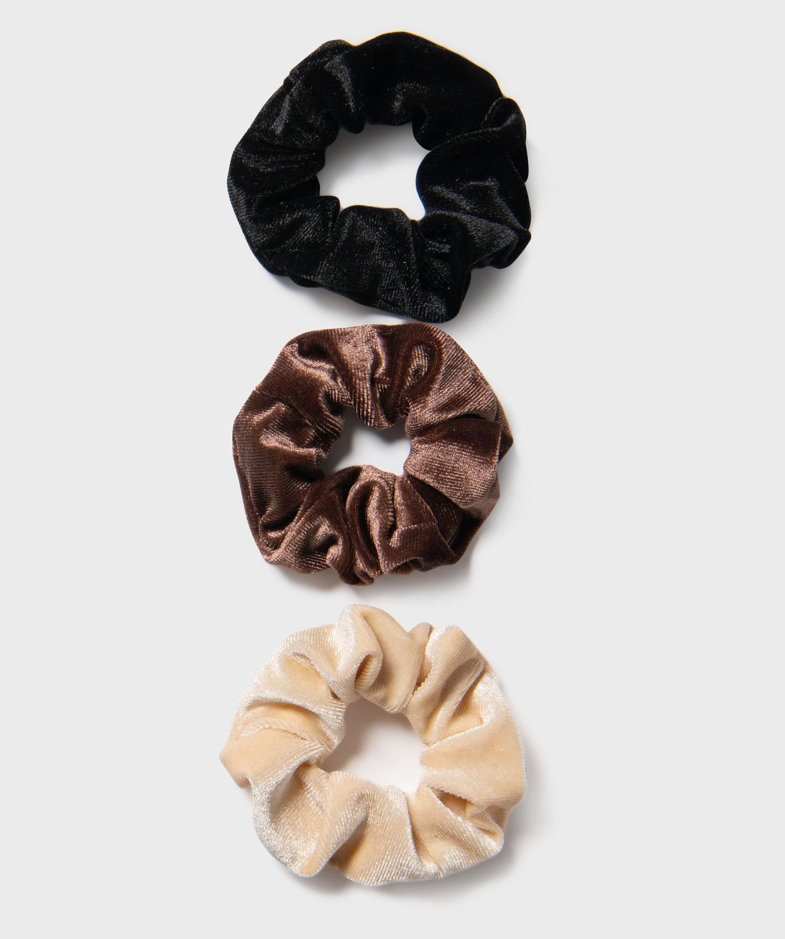 chouchous pour les cheveux en velours femme (lot de 3) marron standard accessoires cheveux