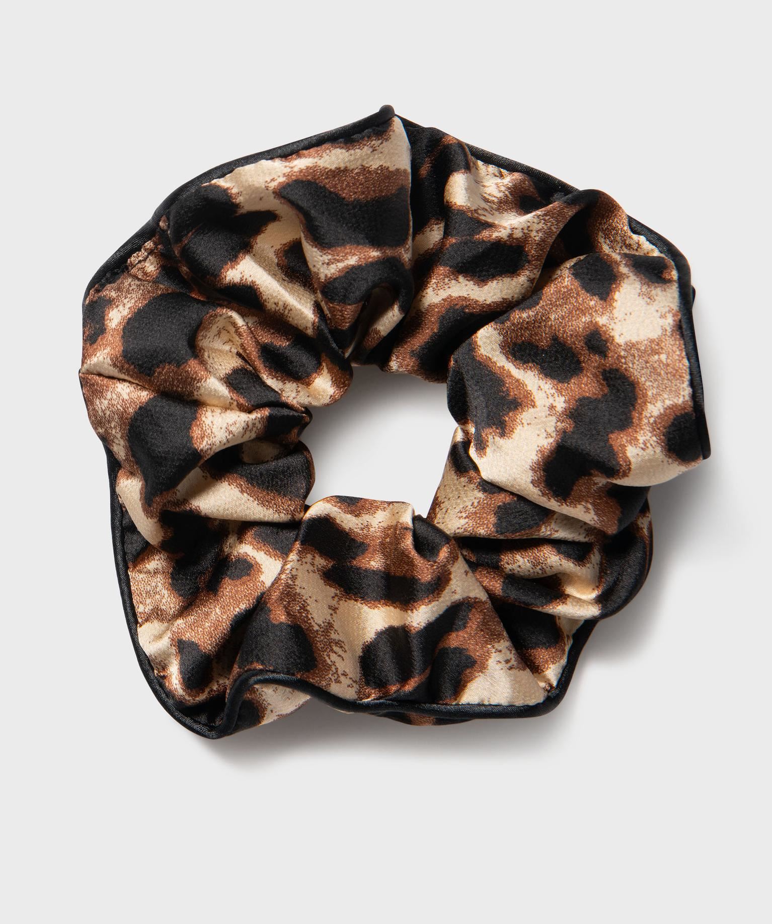 chouchou cheveux en satin leopard femme beige standard accessoires cheveux