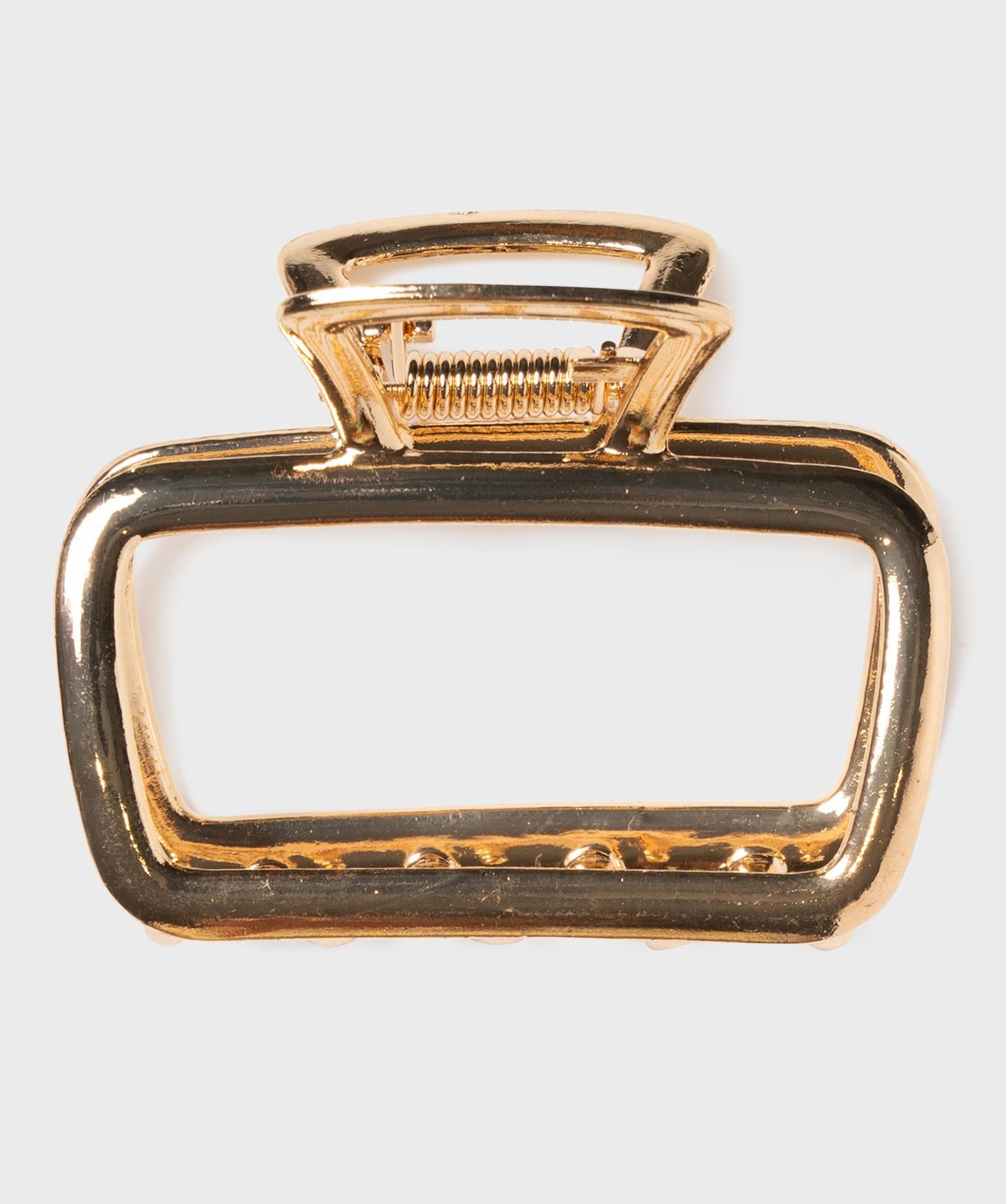 pince crabe pour les cheveux en metal forme rectangle dore accessoires cheveux