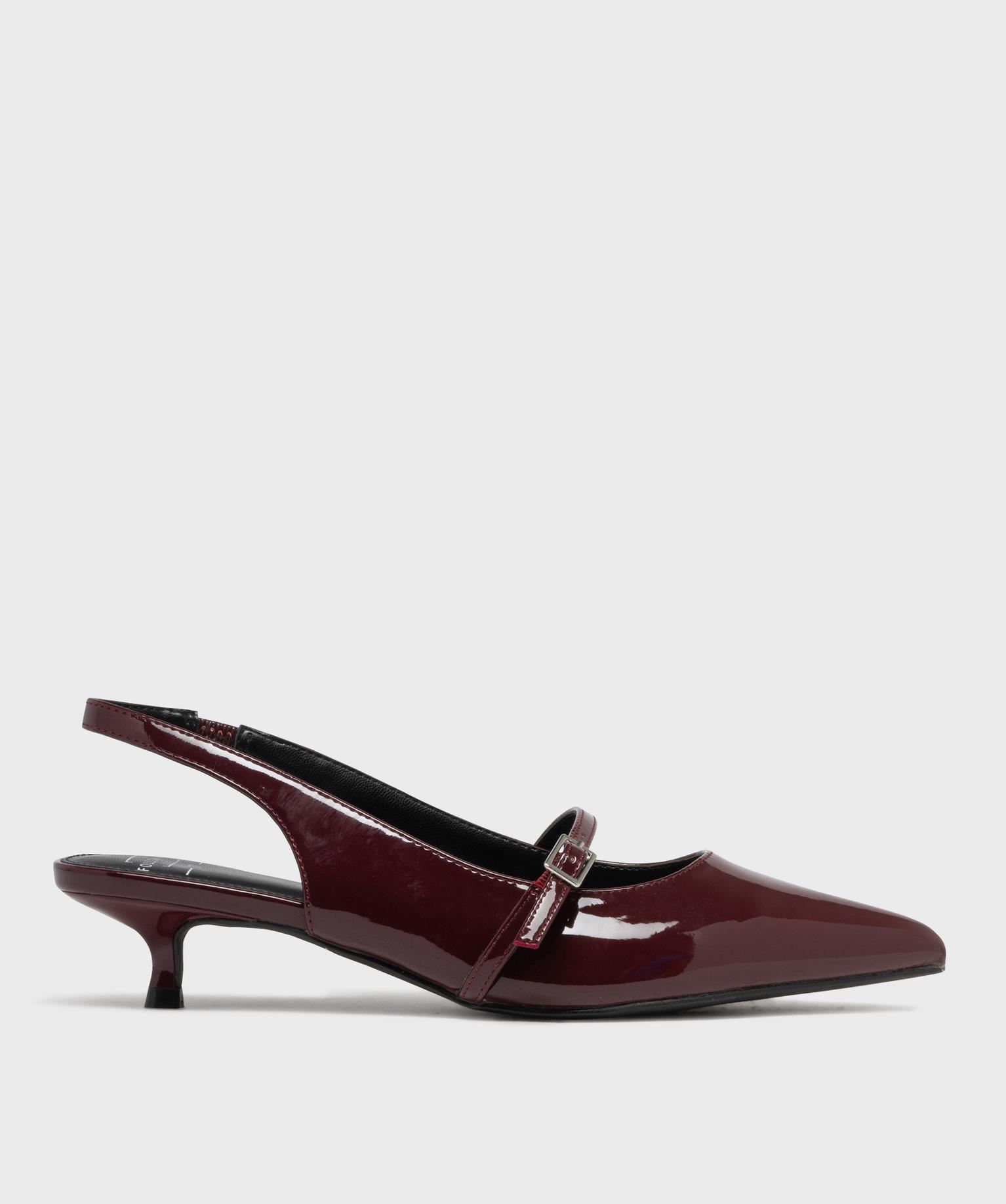 escarpins kitten heels a bout pointu et talon ouvert femme rouge