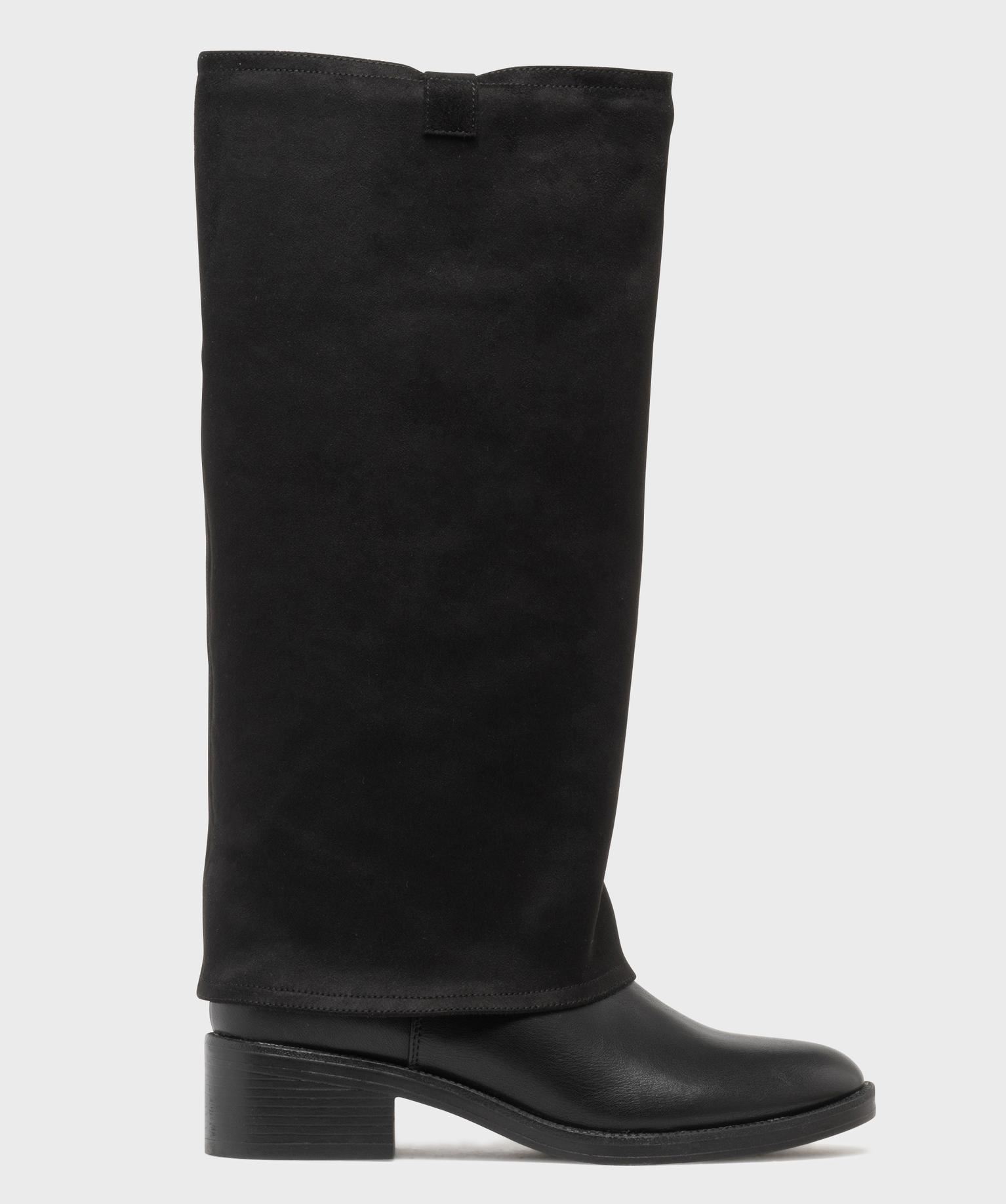 bottes cavalieres 2-en-1 avec guetres en suedine amovibles femme noir standard