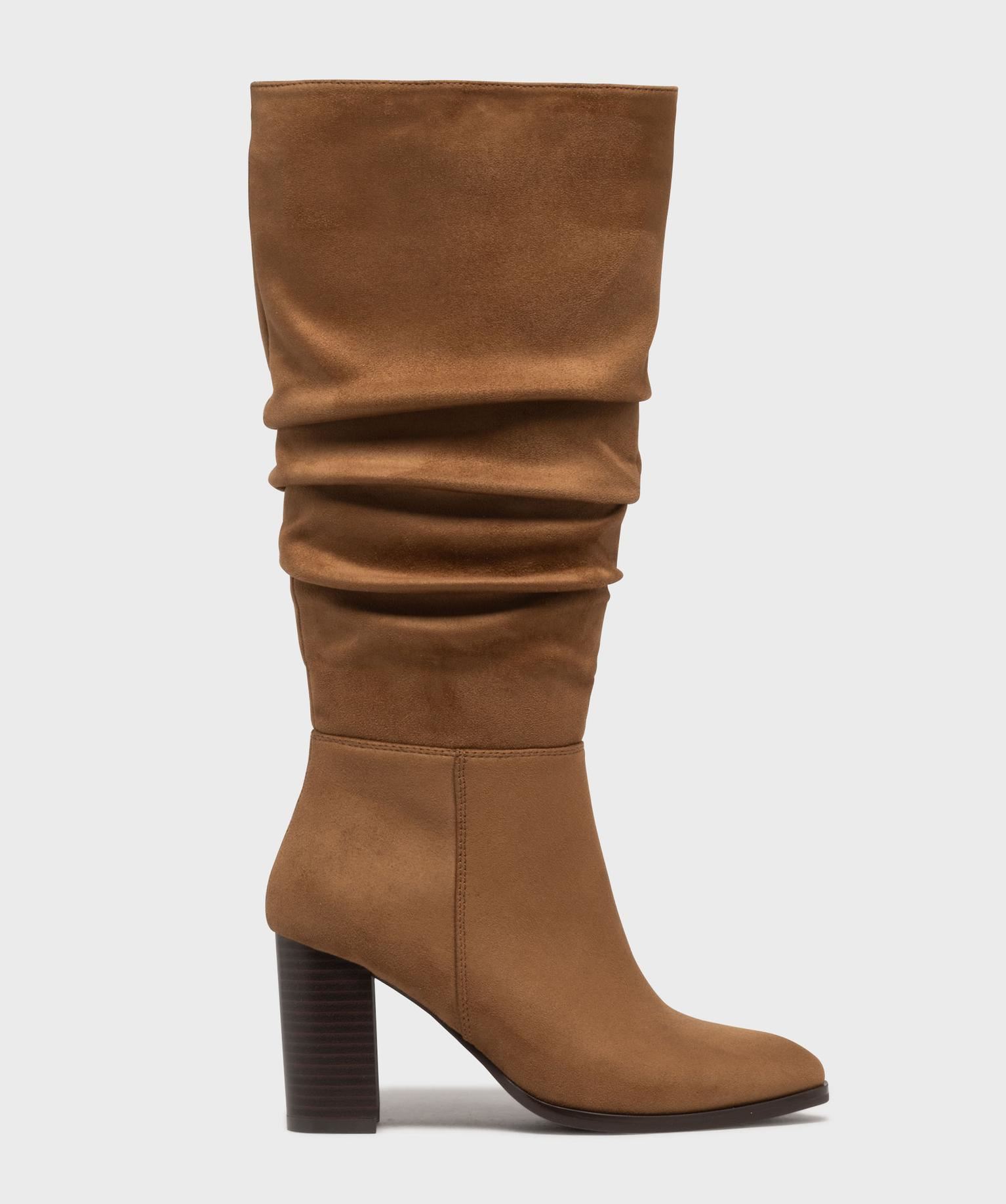 bottes en suedine avec tige drapee femme - follow me orange