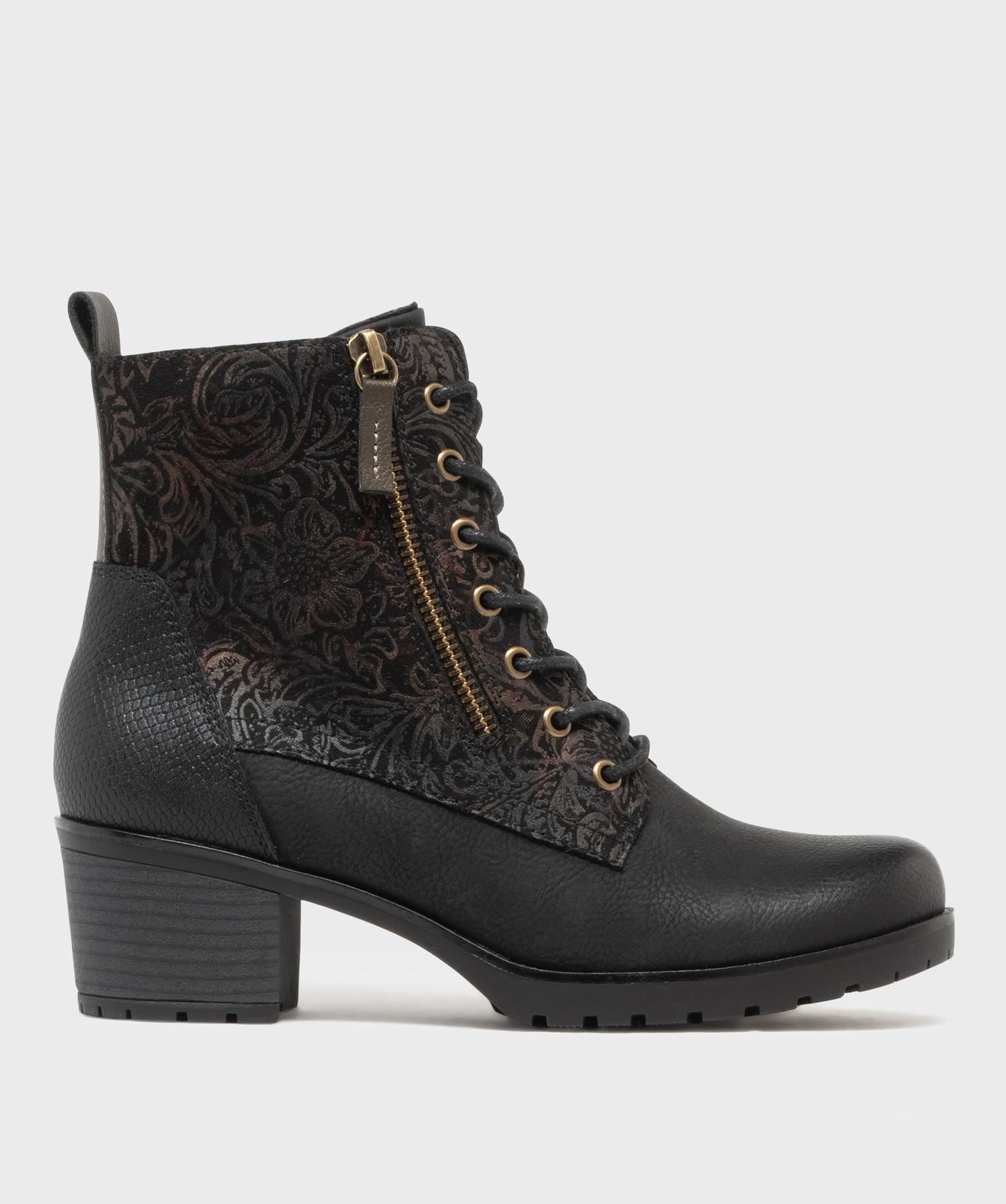 bottines a talon a doublure chaude zip et lacets femme noir standard