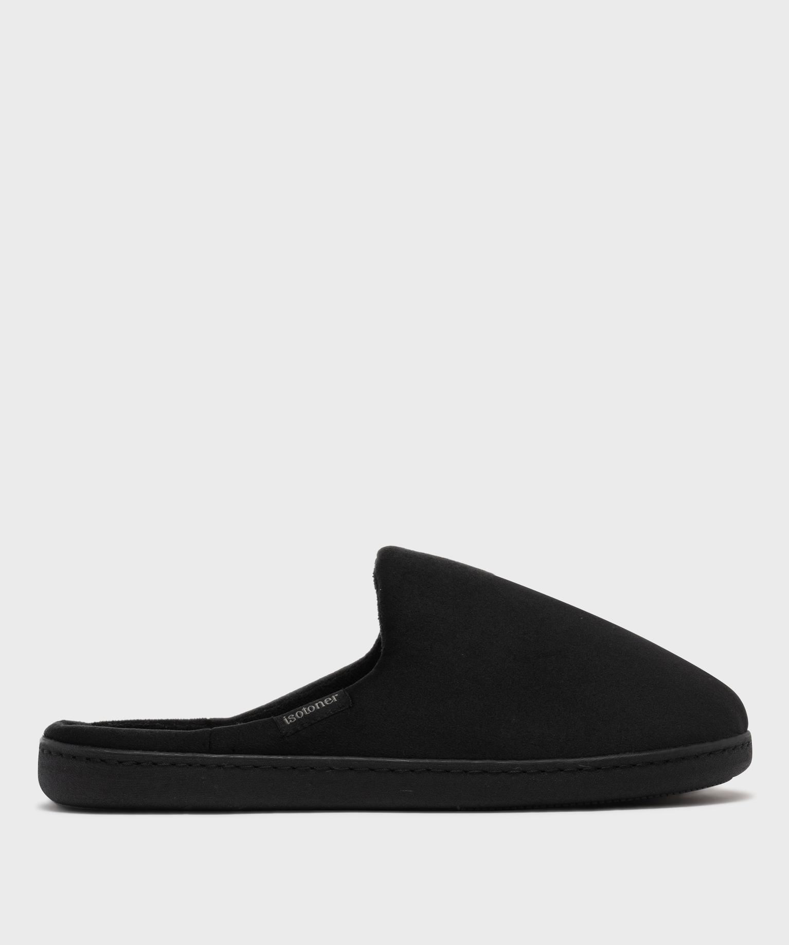 chaussons mules en velours avec semelle tartan homme - isotoner noir standard