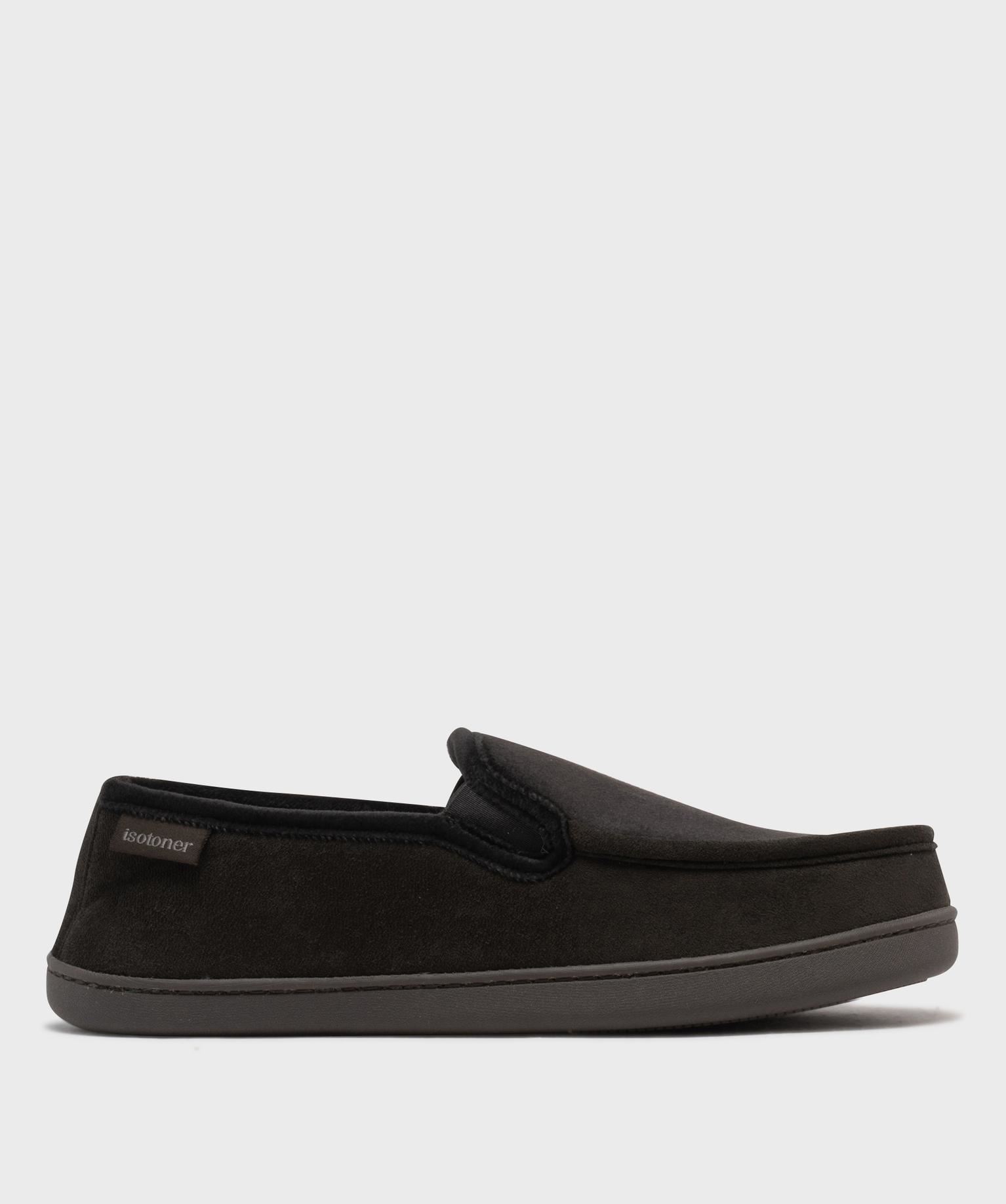 chaussons en velours forme mocassins homme - isotoner gris