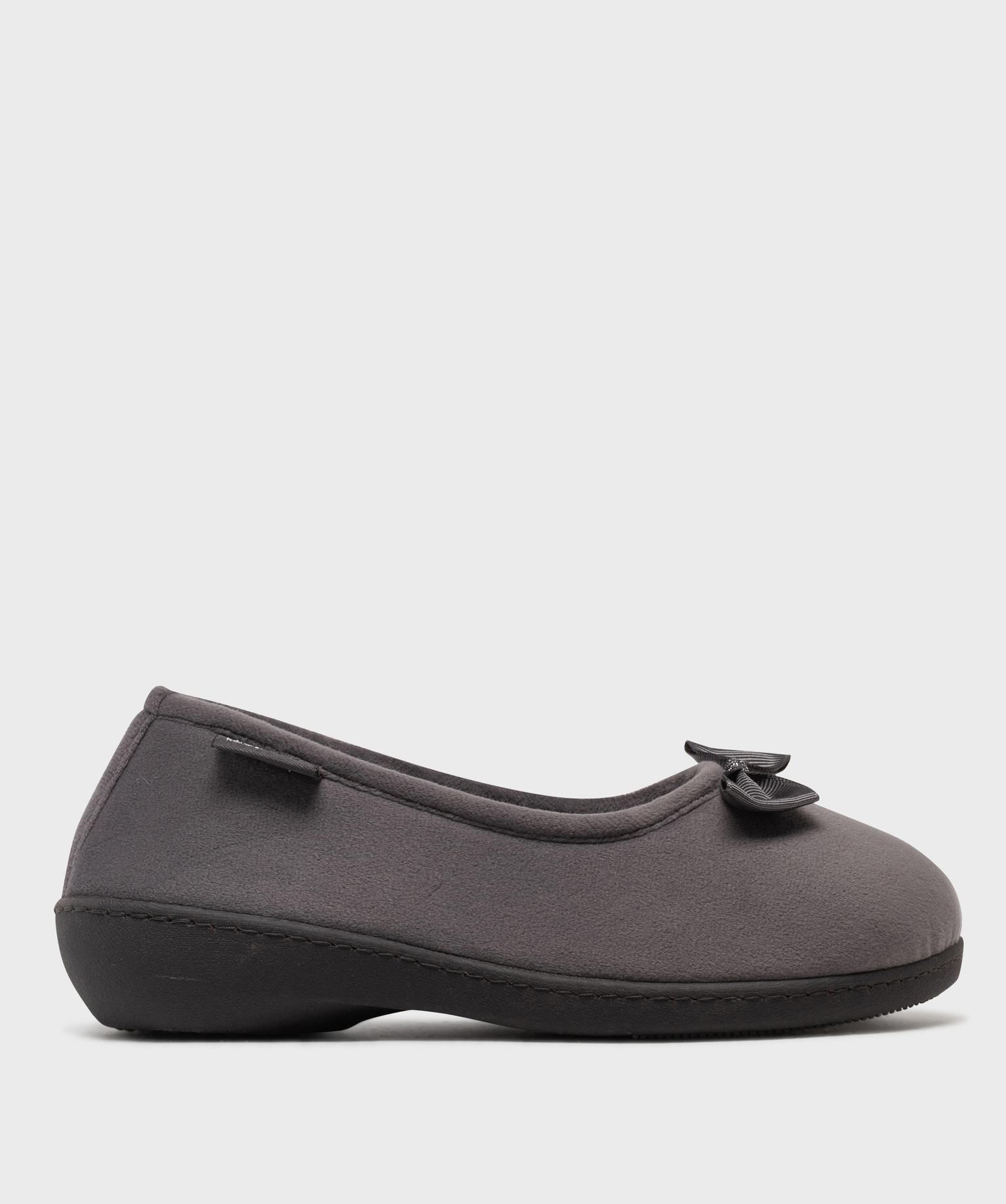 chaussons ballerines a talon compense femme - isotoner gris