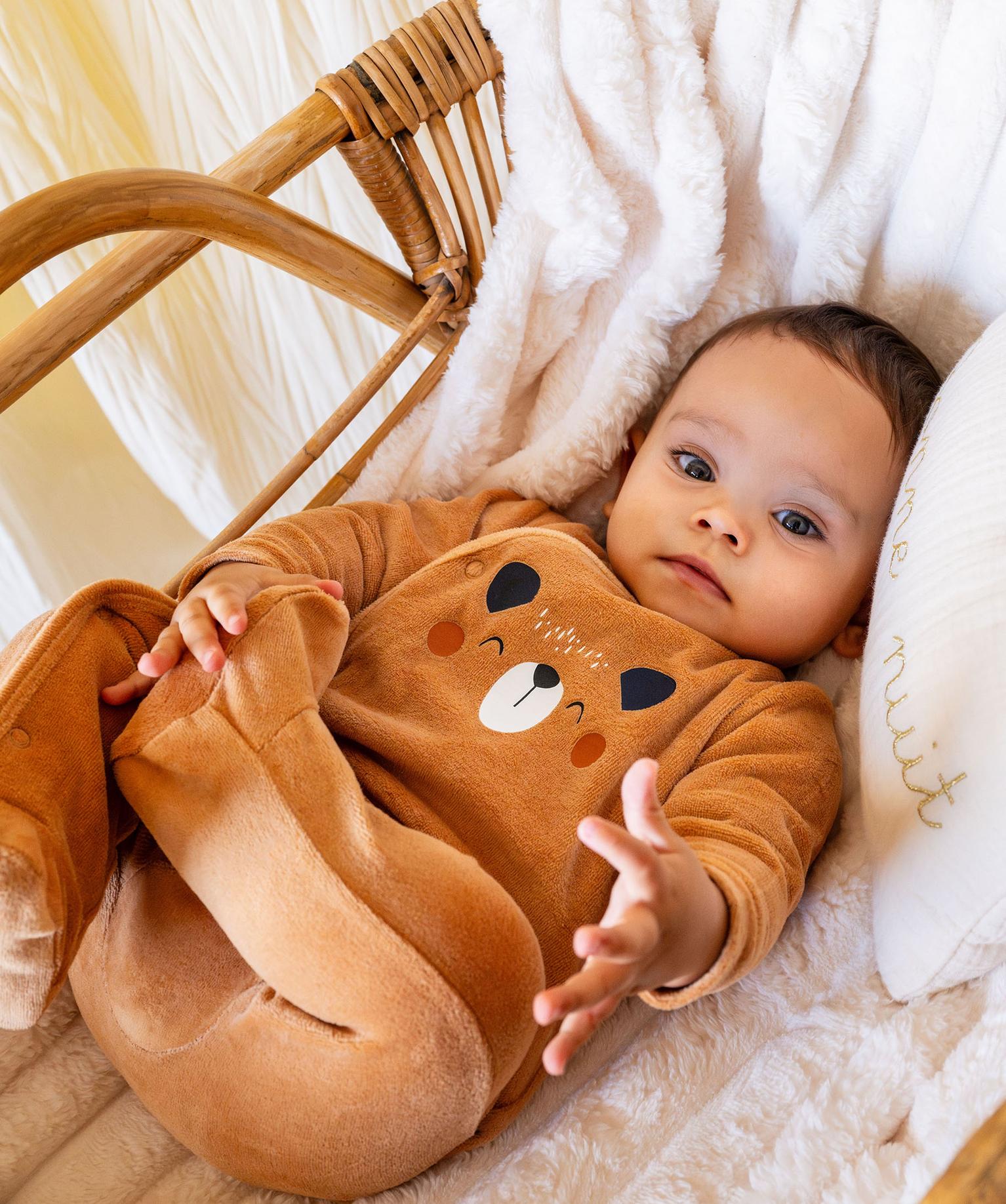 pyjama dors-bien en velours fermeture devant bebe marron standard