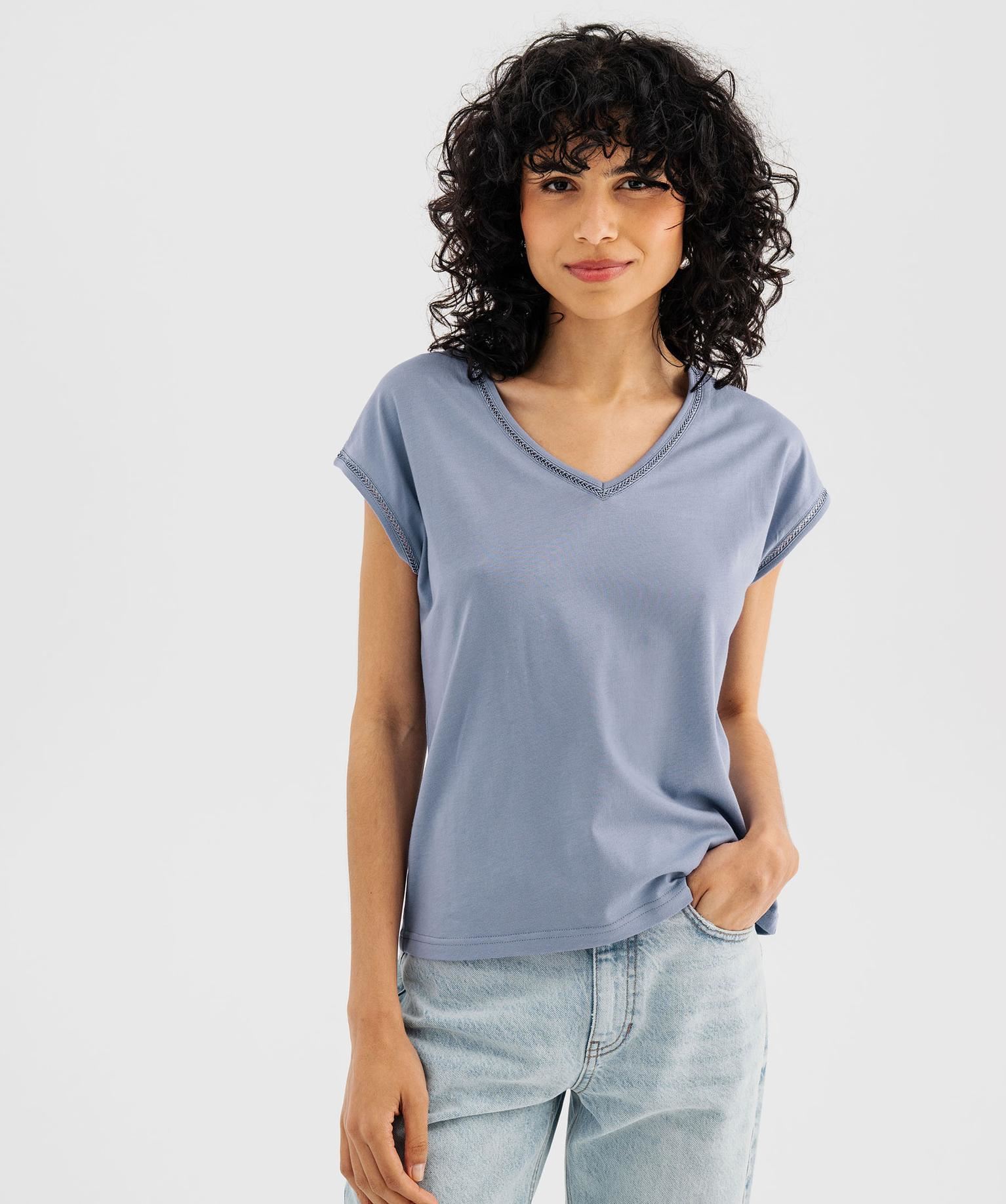 tee-shirt a manches courtes avec finitions scintillantes femme bleu t-shirts manches courtes