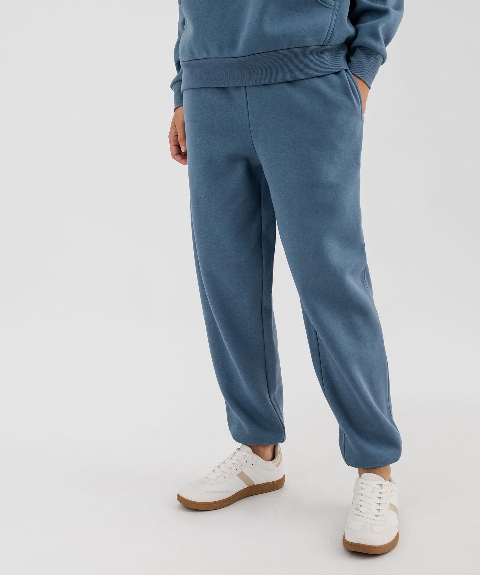 pantalon de jogging en molleton uni a taille elastiquee femme bleu standard pantalons