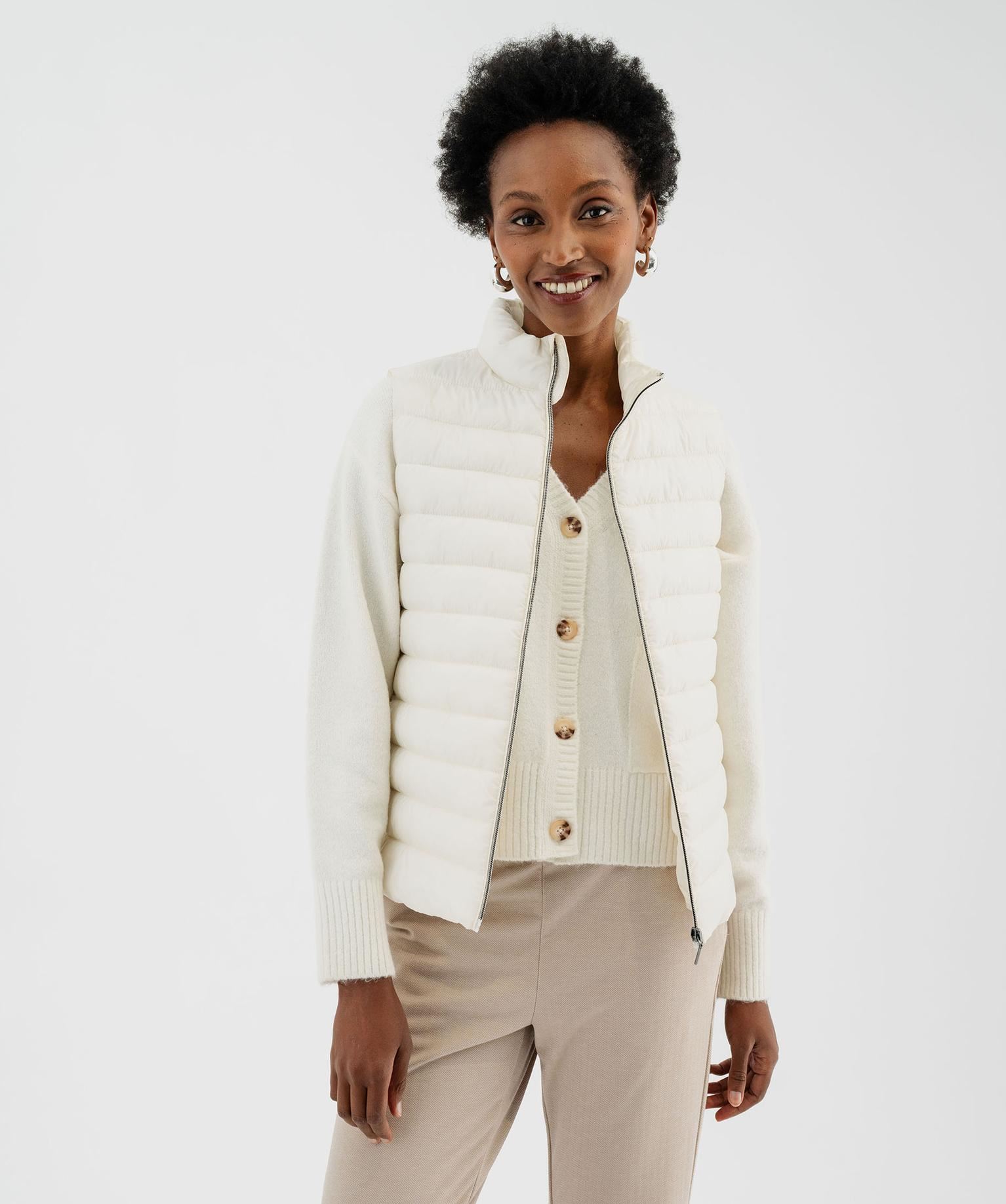 doudoune fine sans manches a col montant femme beige manteaux