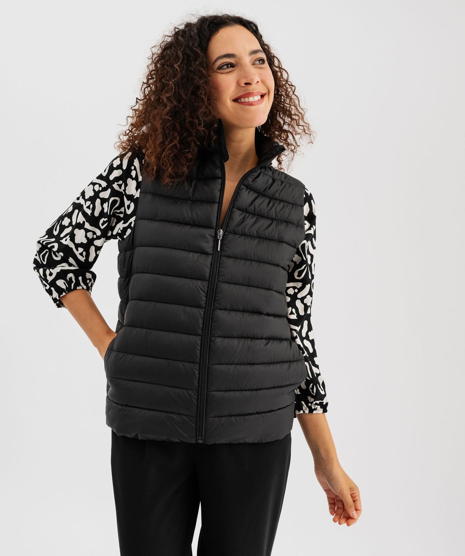 doudoune fine sans manches a col montant femme noir standard manteaux