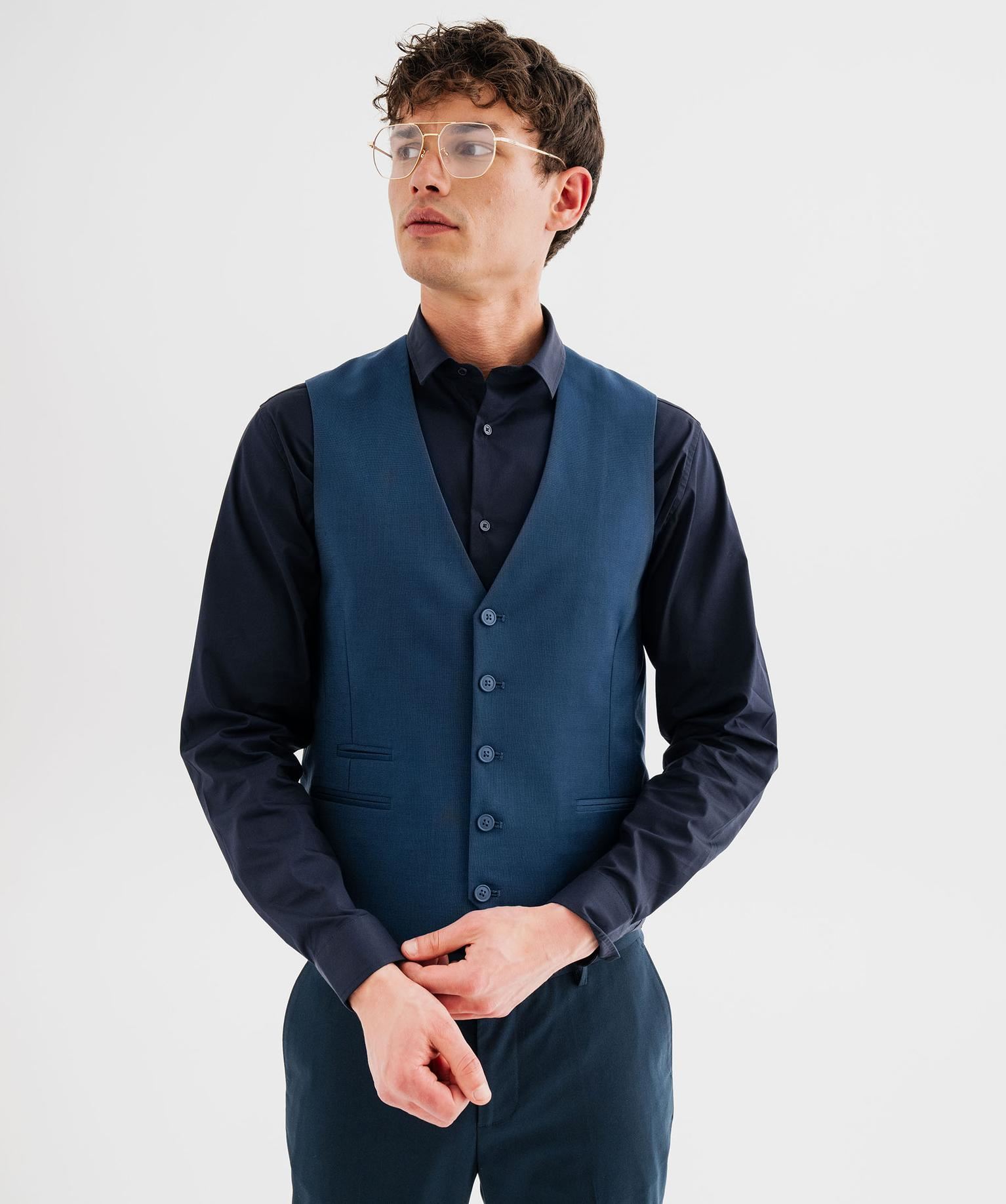 gilet de costume fermeture 5 boutons homme bleu veste
