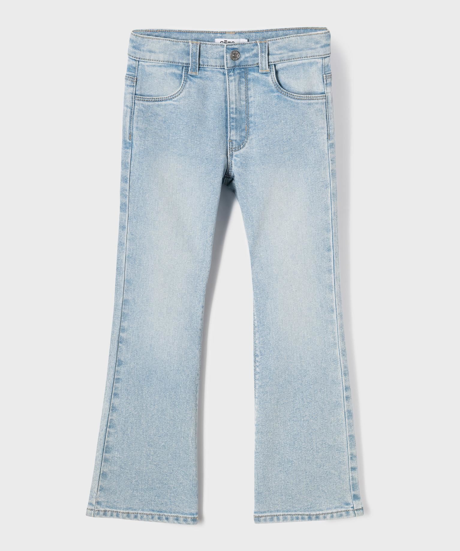 jean flare a taille reglable en denim extensible fille bleu jeans