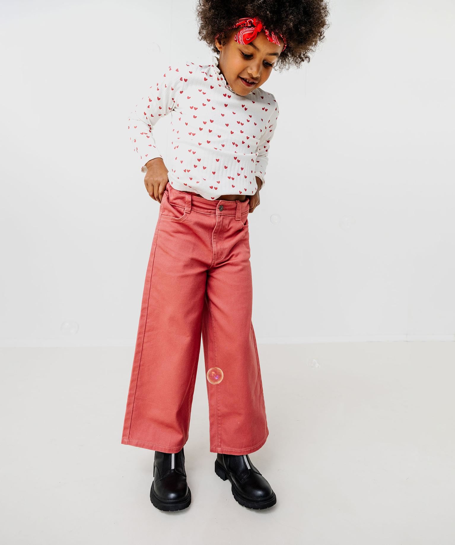 pantalon wide leg avec taille ajustable fille rose pantalons