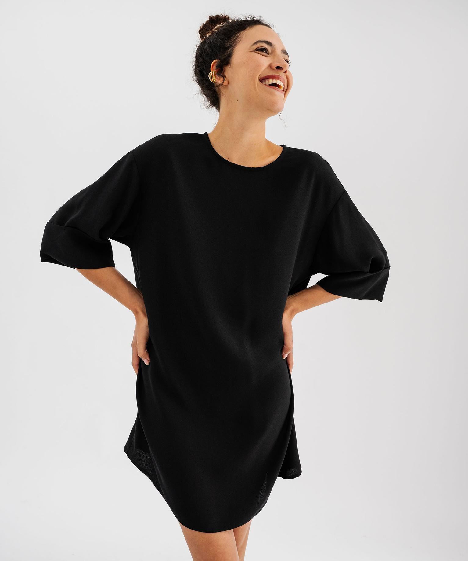 robe en maille texturee femme noir standard