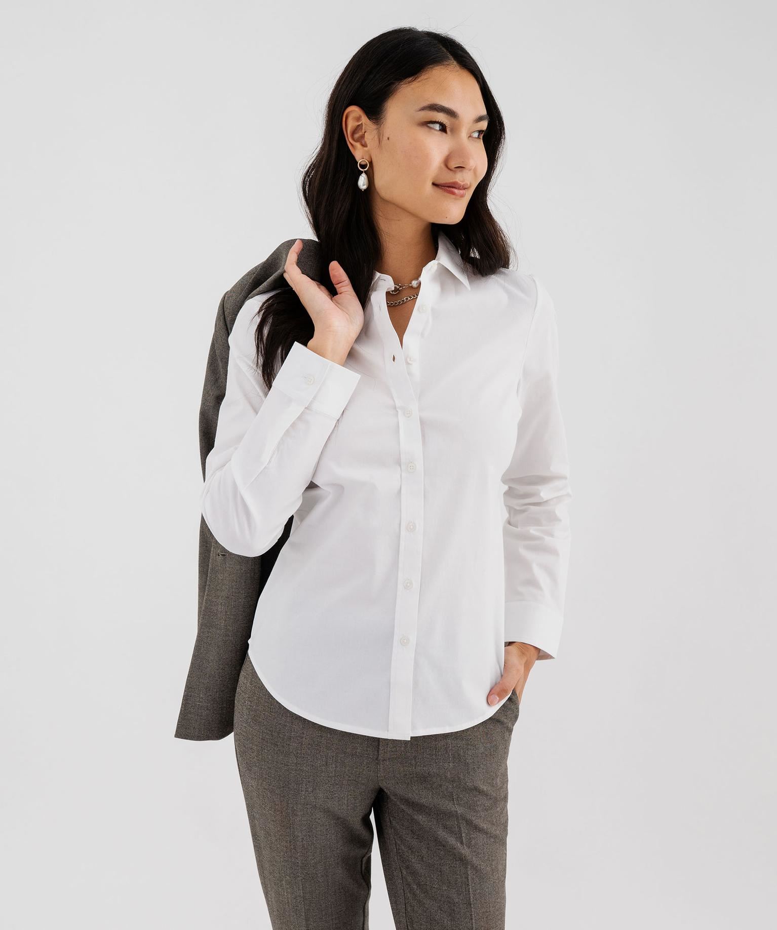 chemise unie coupe cintree femme blanc standard chemisiers