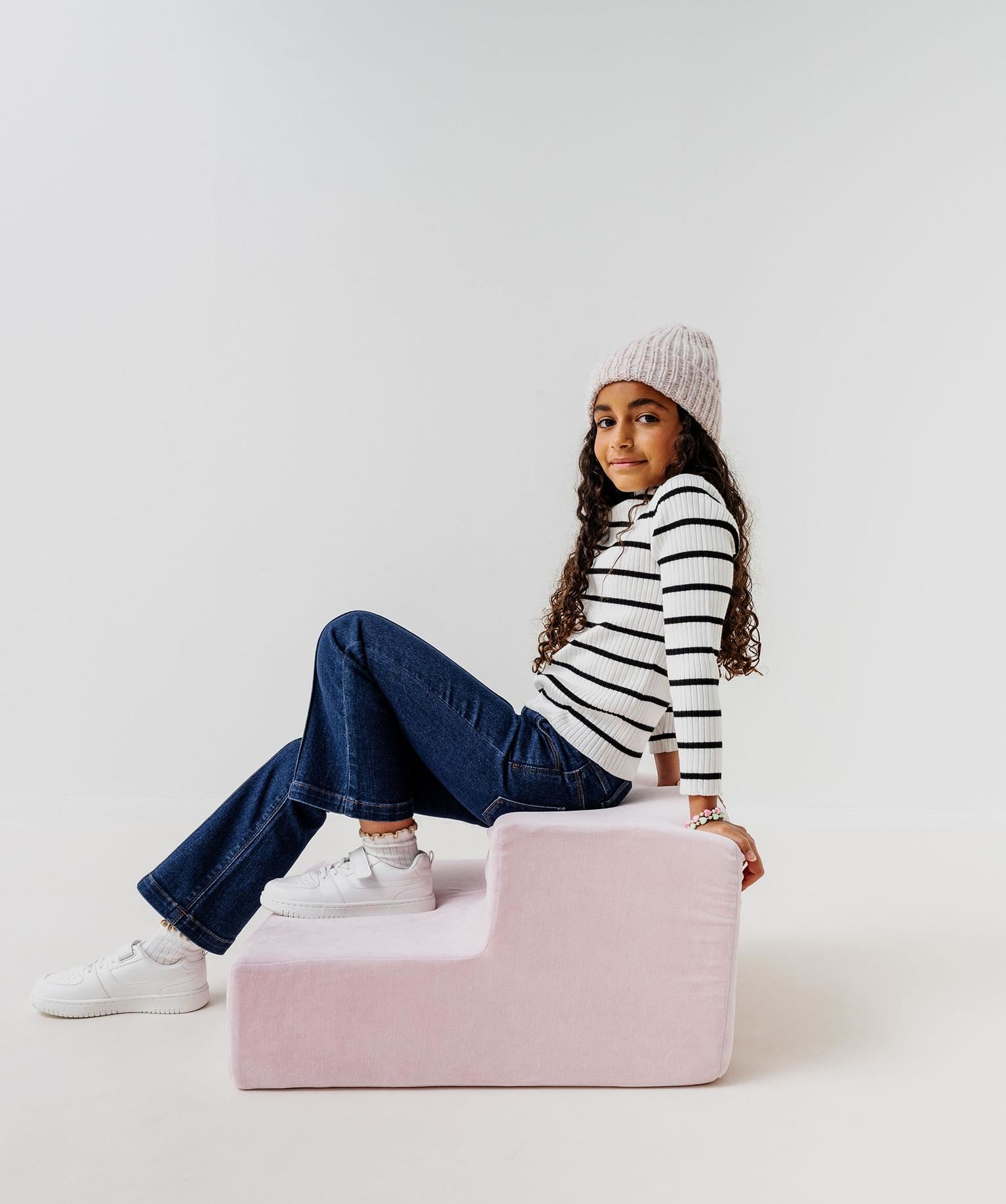 jean flare taille ajustable en coton stretch fille bleu standard jeans
