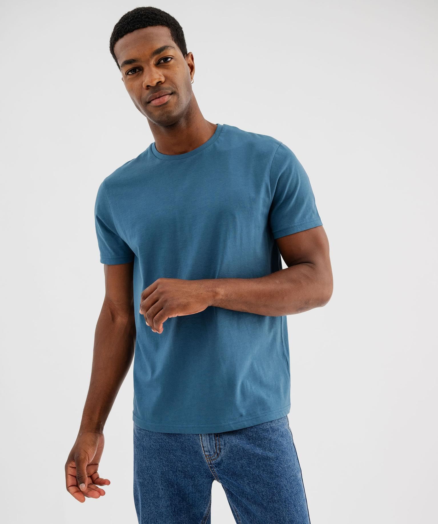 tee-shirt a manches courtes et col rond homme bleu