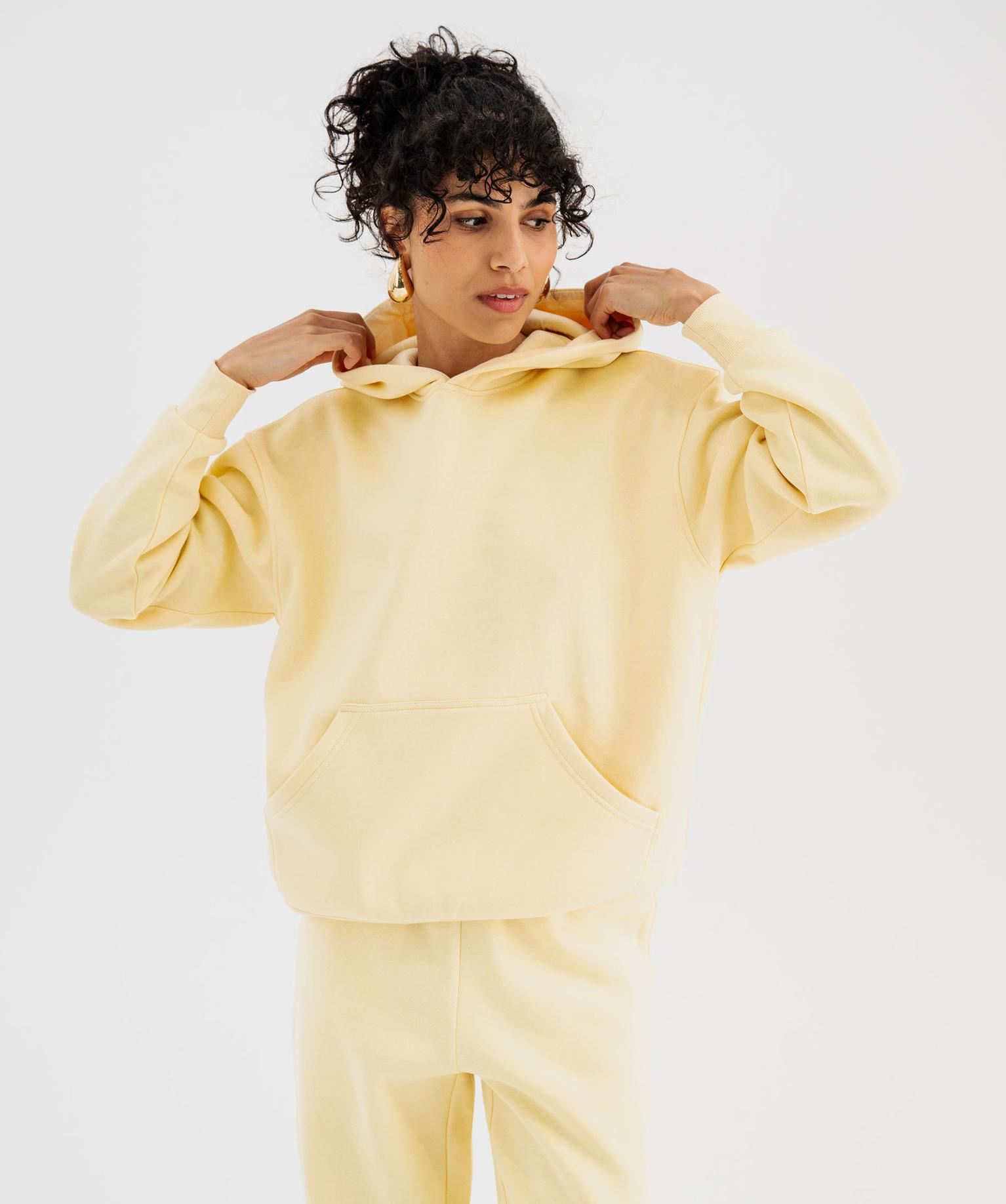 sweat a capuche en molleton uni femme jaune standard sweats