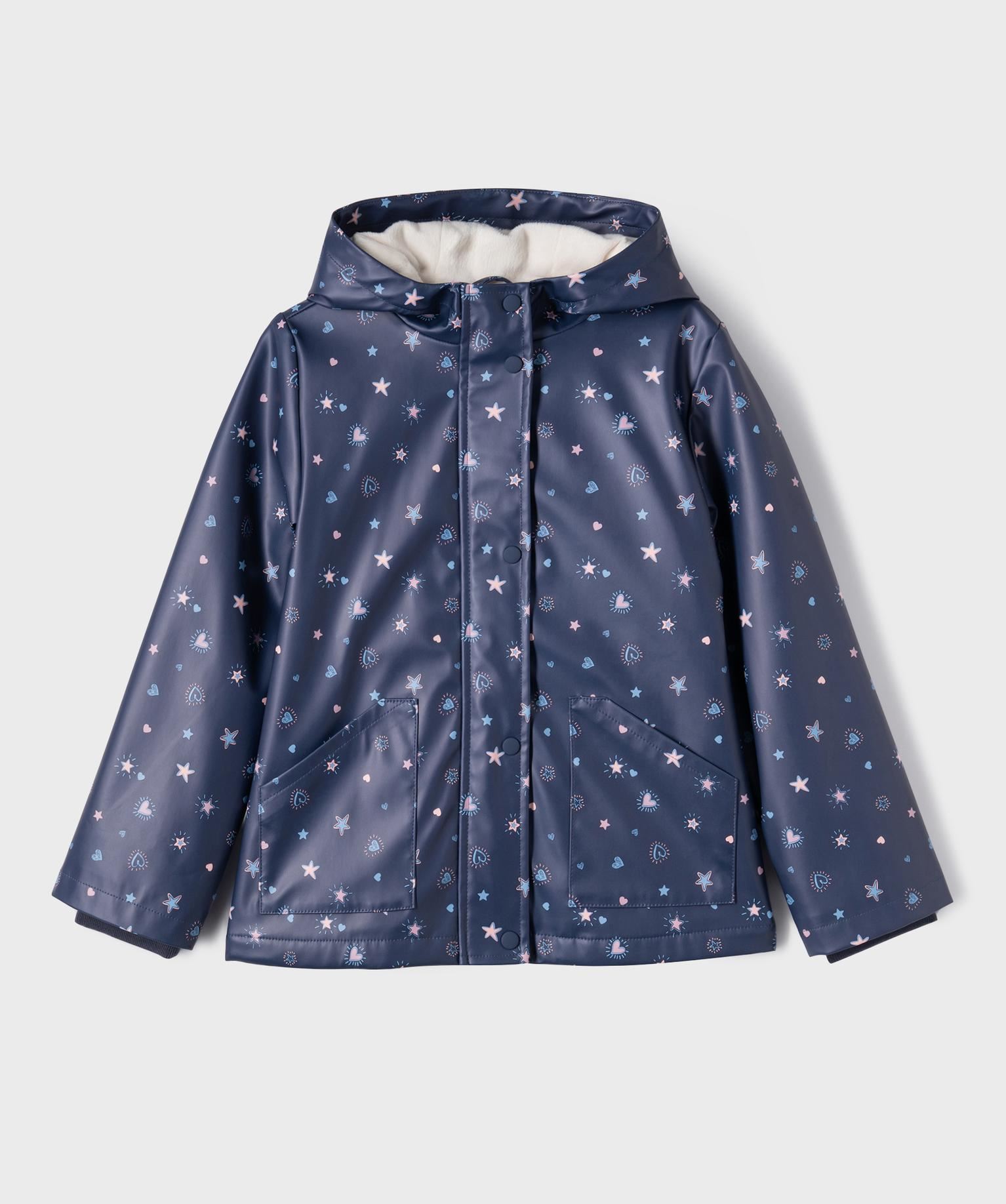 impermeable a capuche chaud imprime cœurs fille bleu