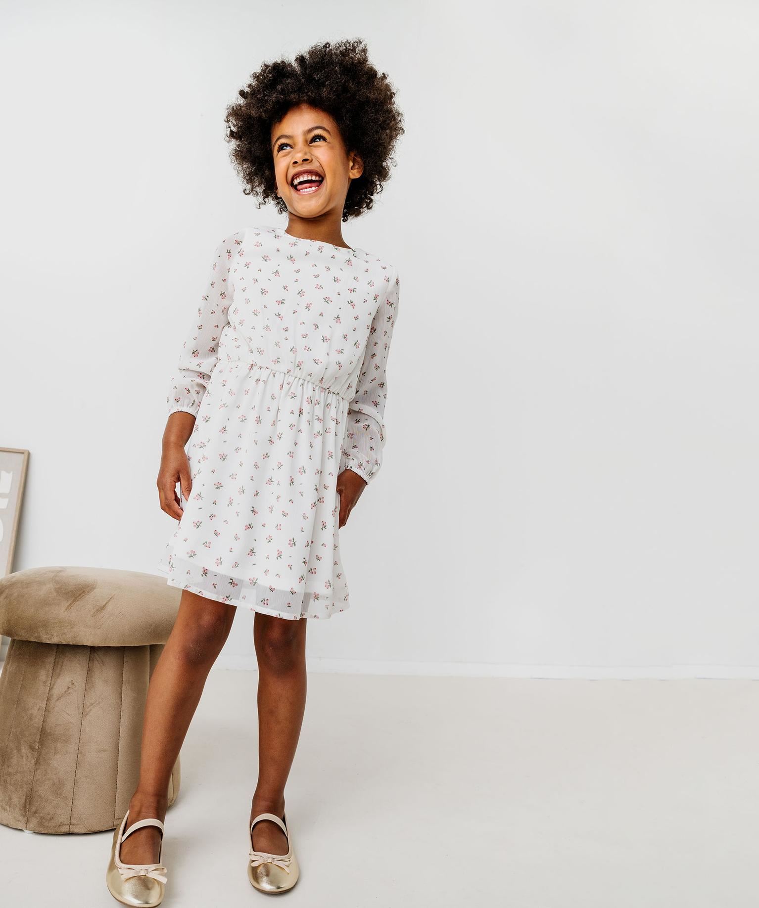 robe en voile a manches longues fille blanc