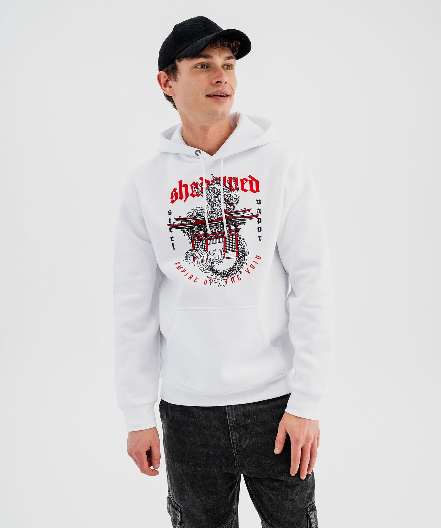 sweat a capuche en molleton imprime homme blanc standard sweats