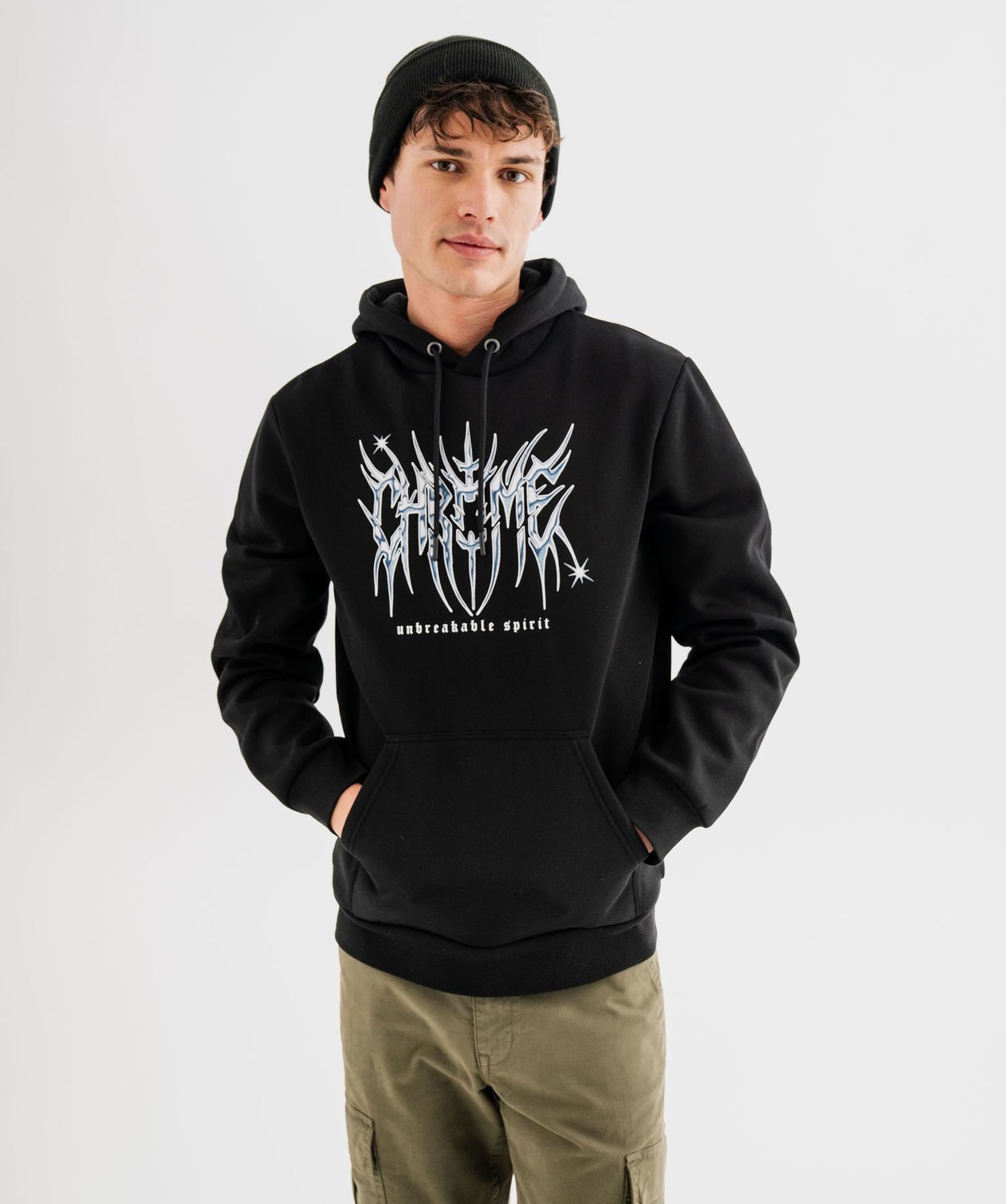sweat a capuche en molleton imprime homme noir standard sweats