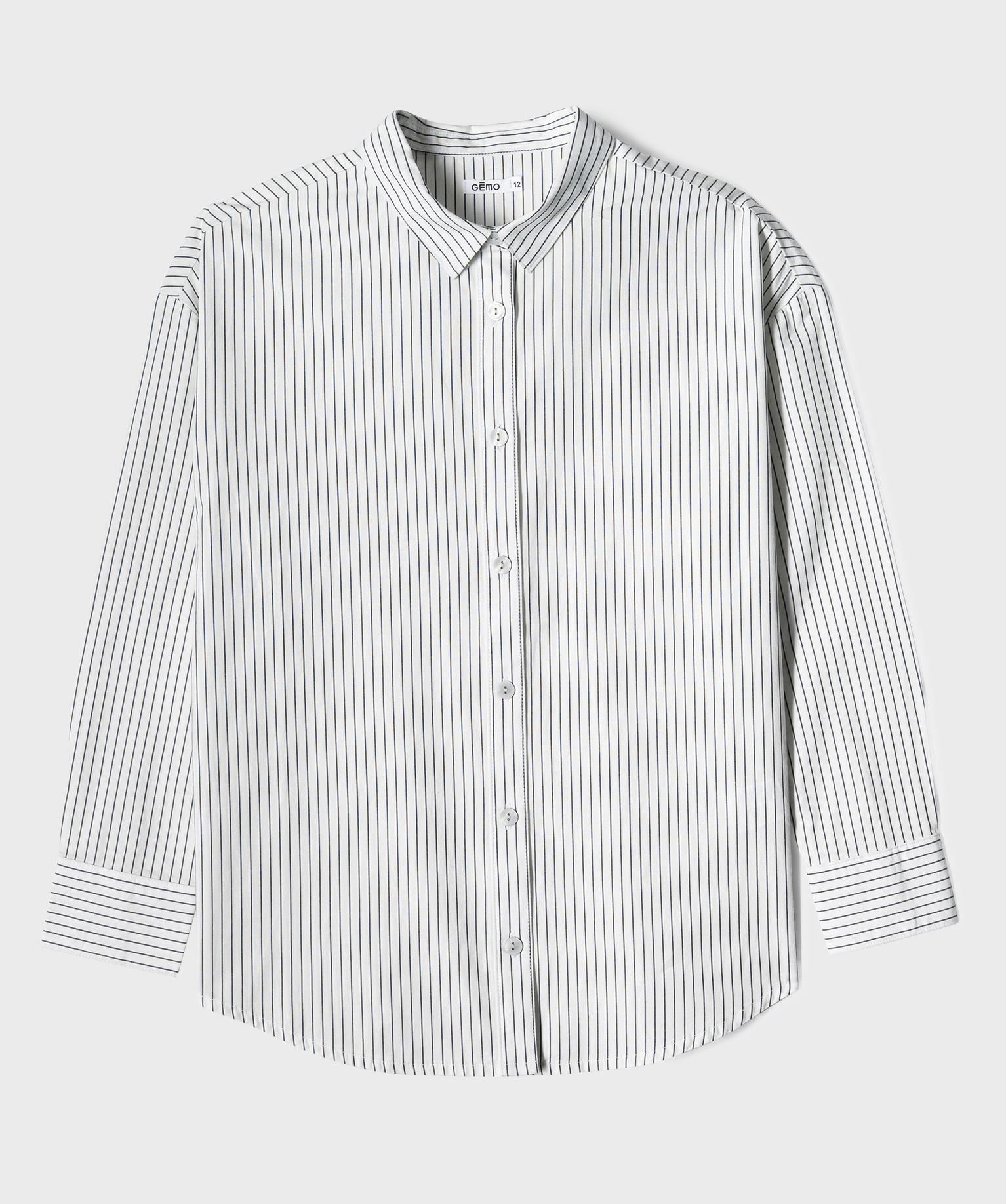 chemise a fines rayures coupe oversize fille blanc standard