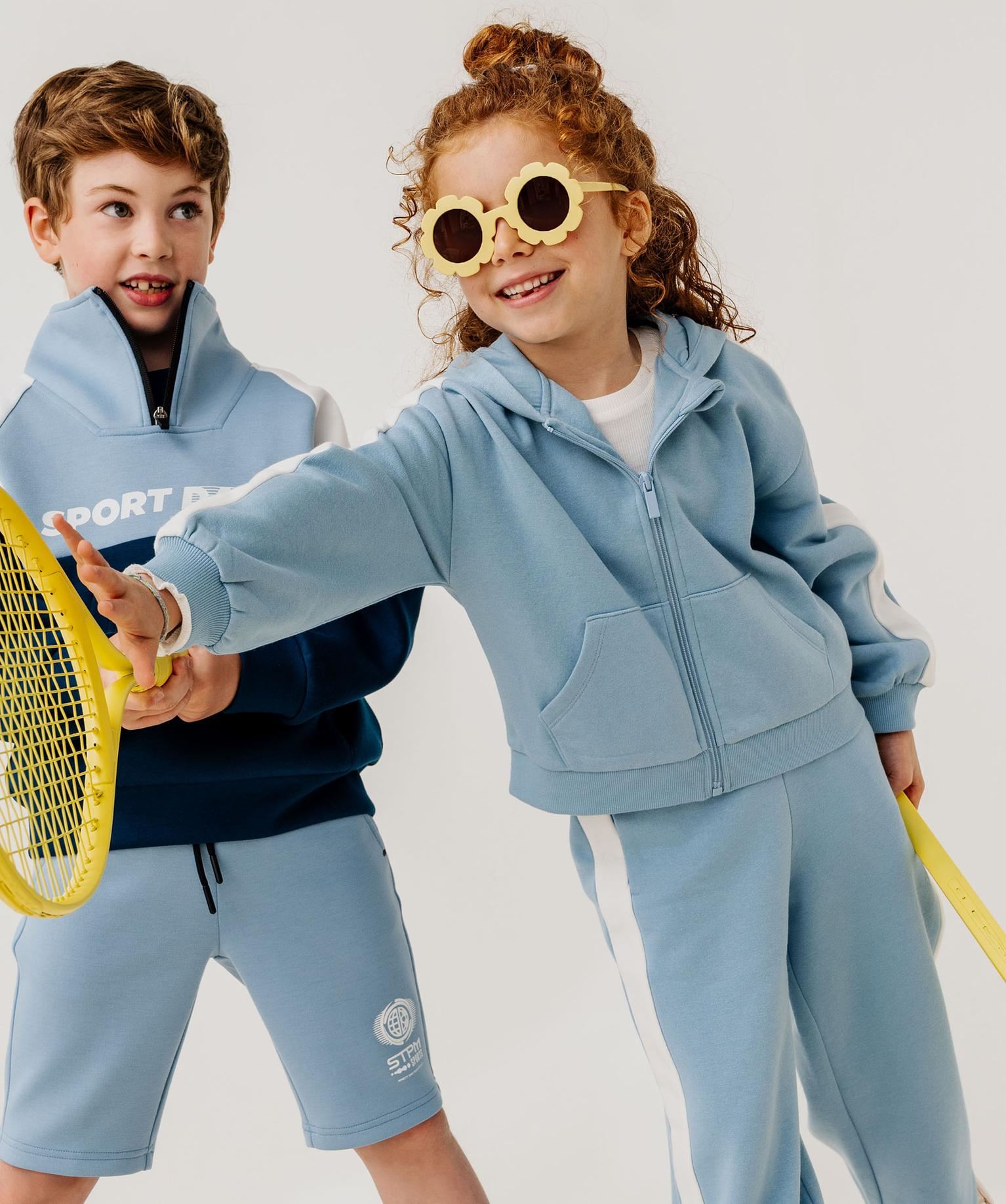 sweat a capuche et fermeture zippee fille bleu standard sweats