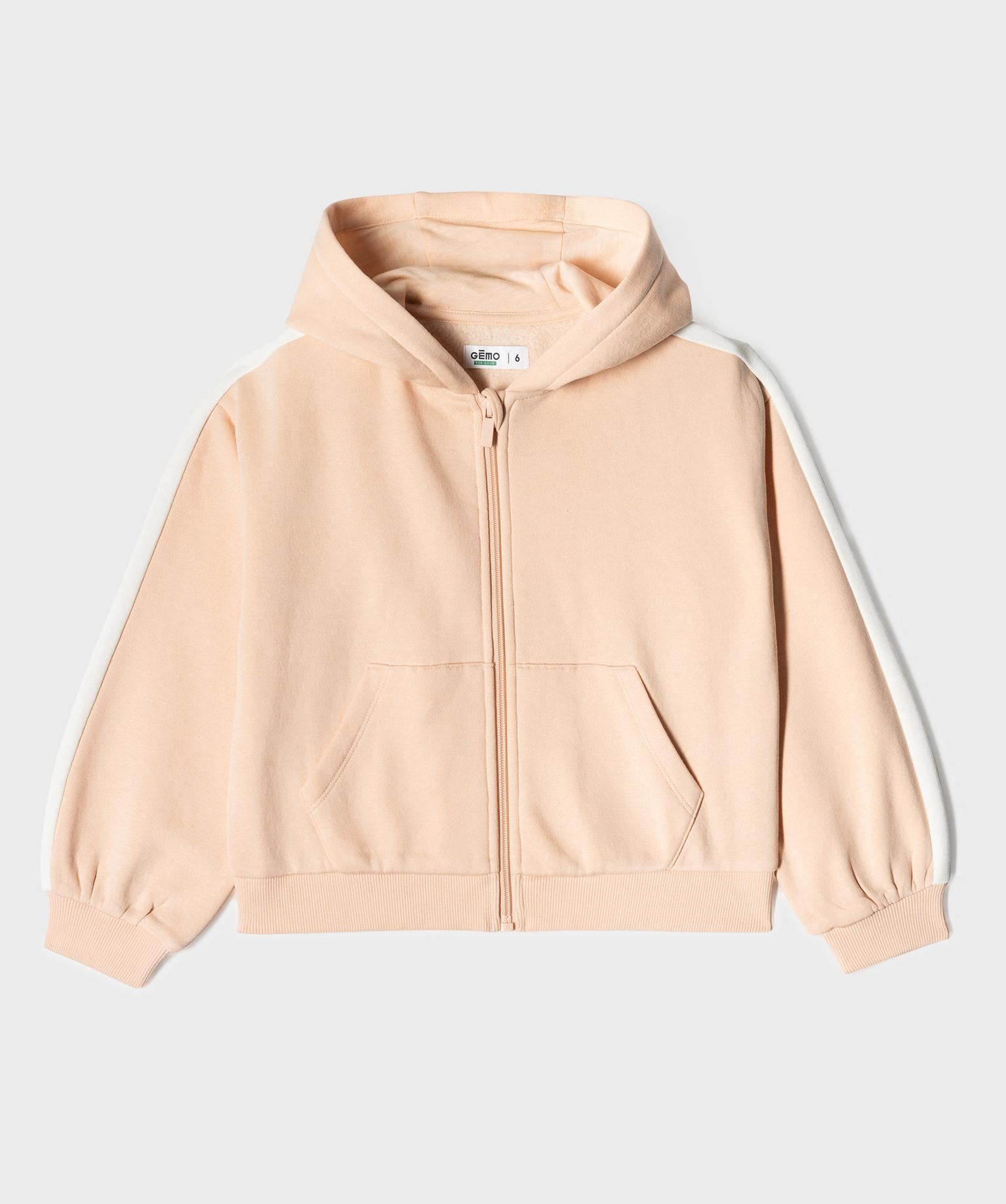 sweat a capuche et fermeture zippee fille rose standard sweats