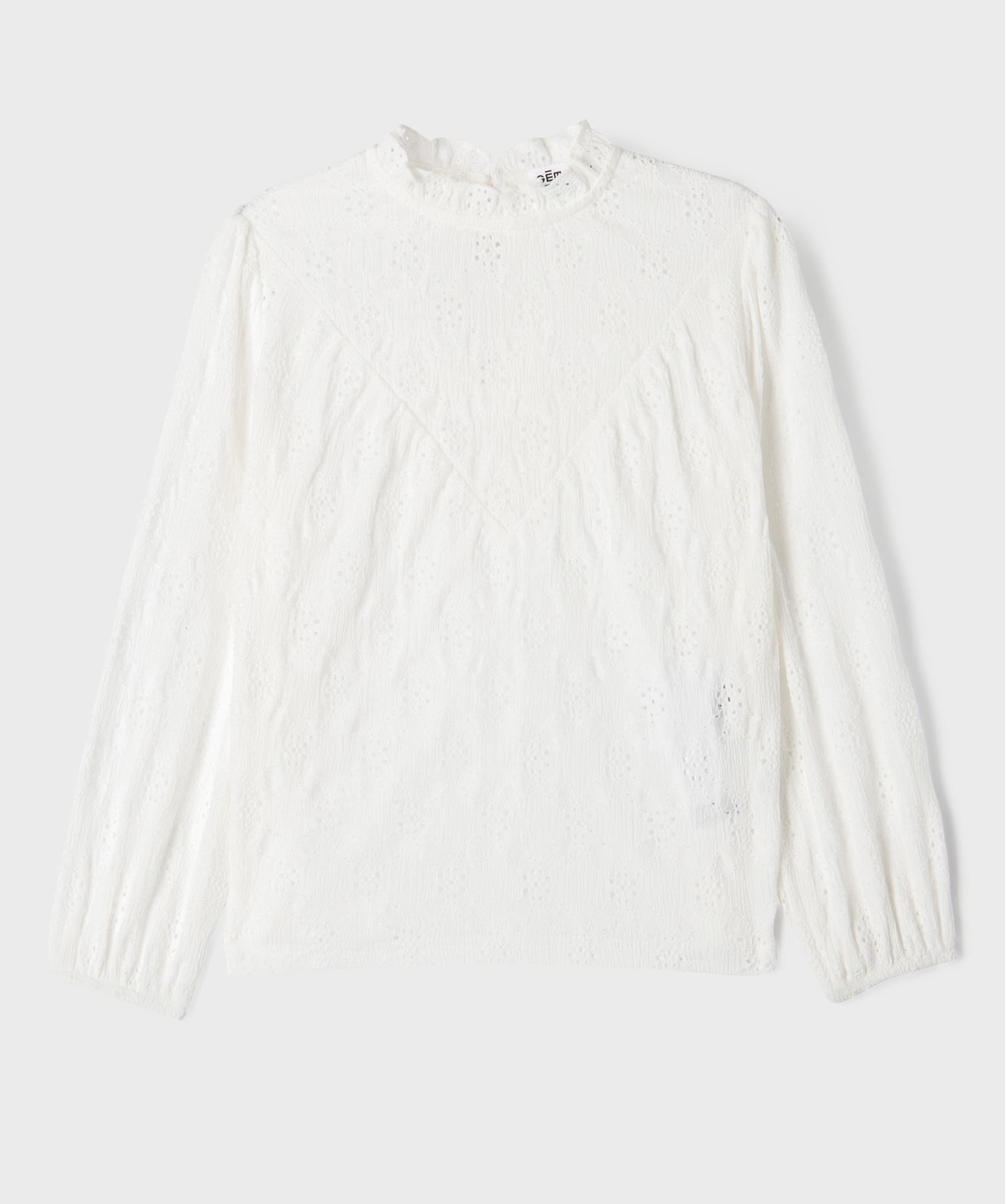 blouse brodee a manches longues fille blanc
