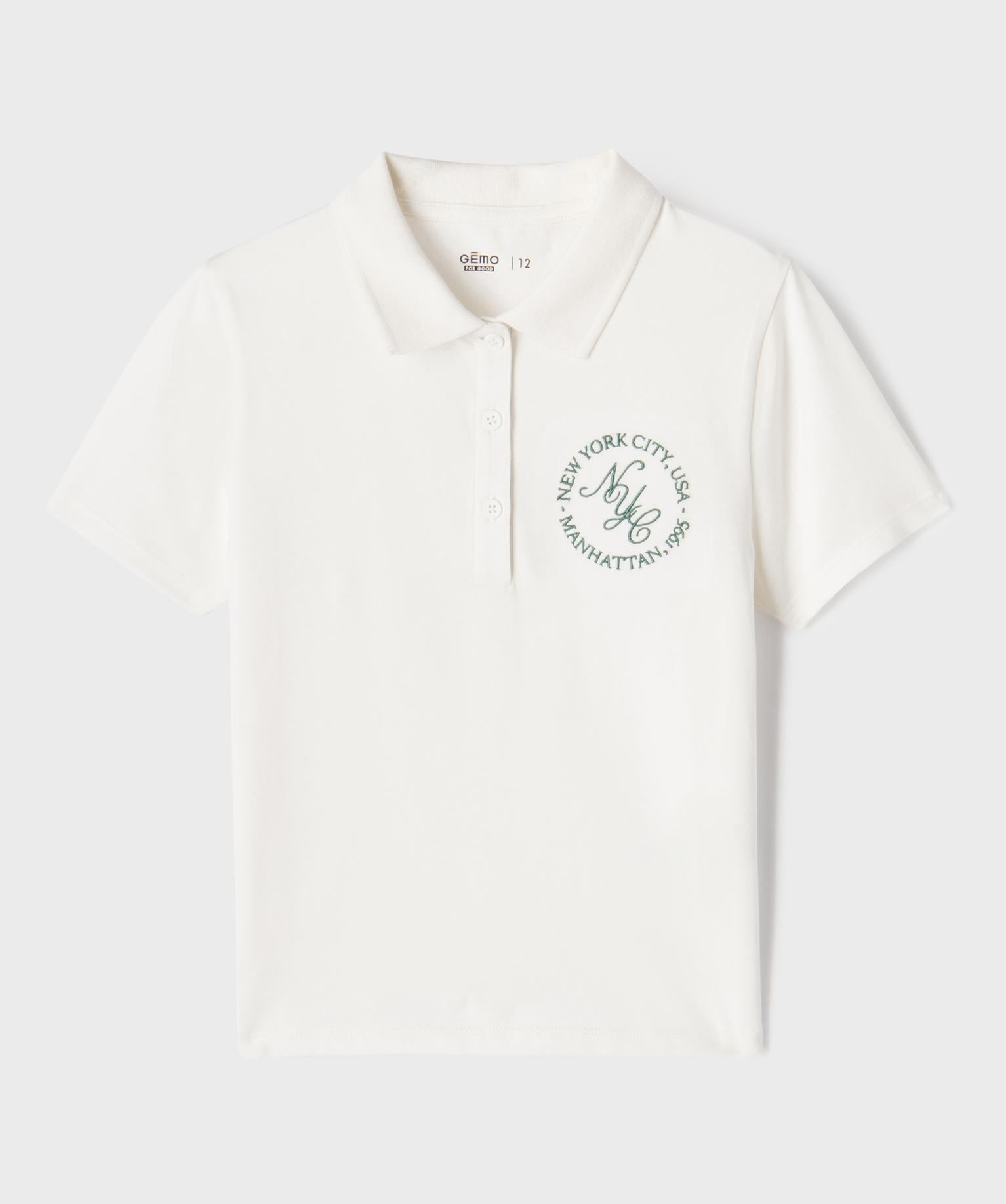polo manches courtes avec inscription brodee poitrine garcon beige tee-shirts
