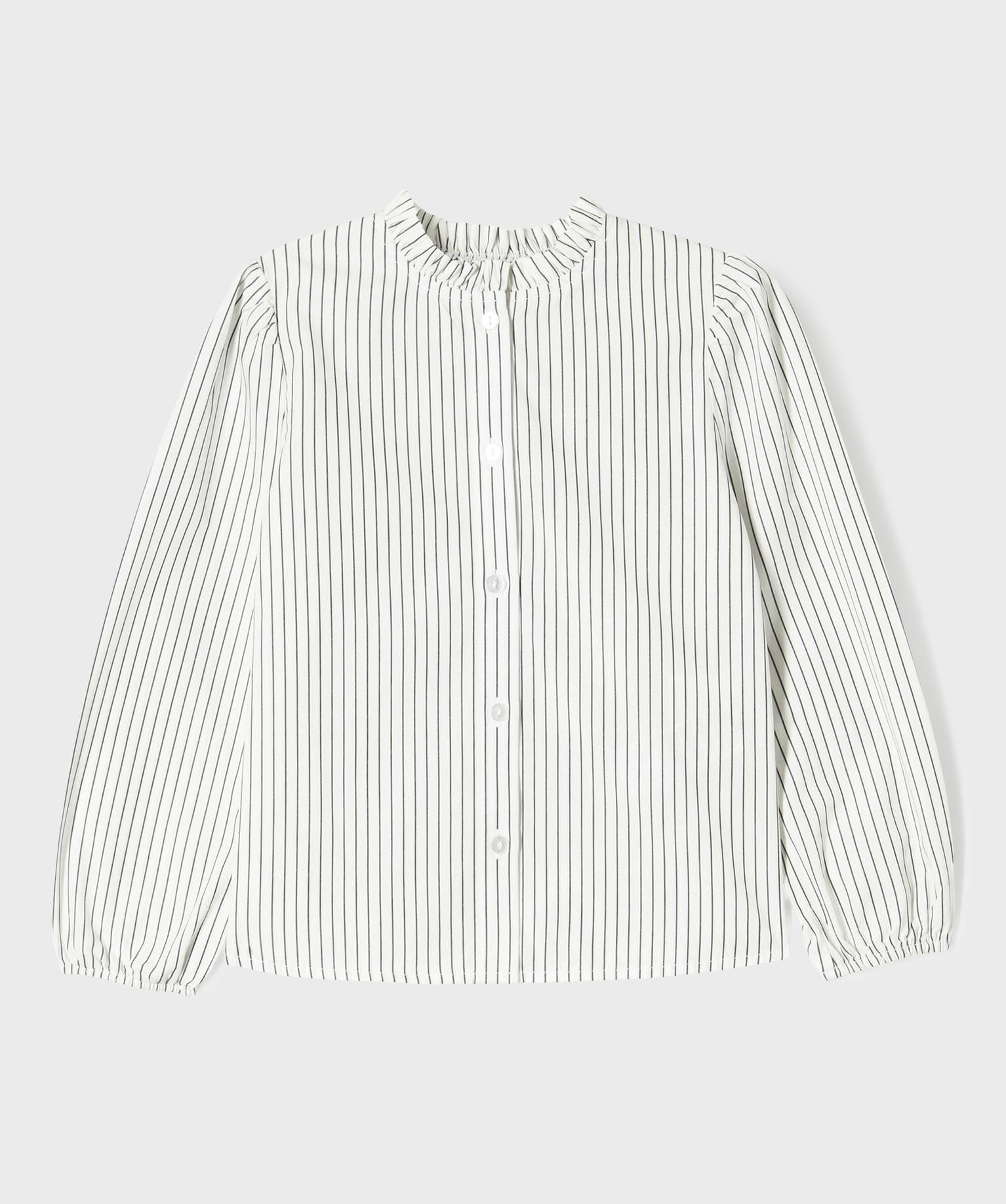 chemise rayee avec col fronce fille blanc