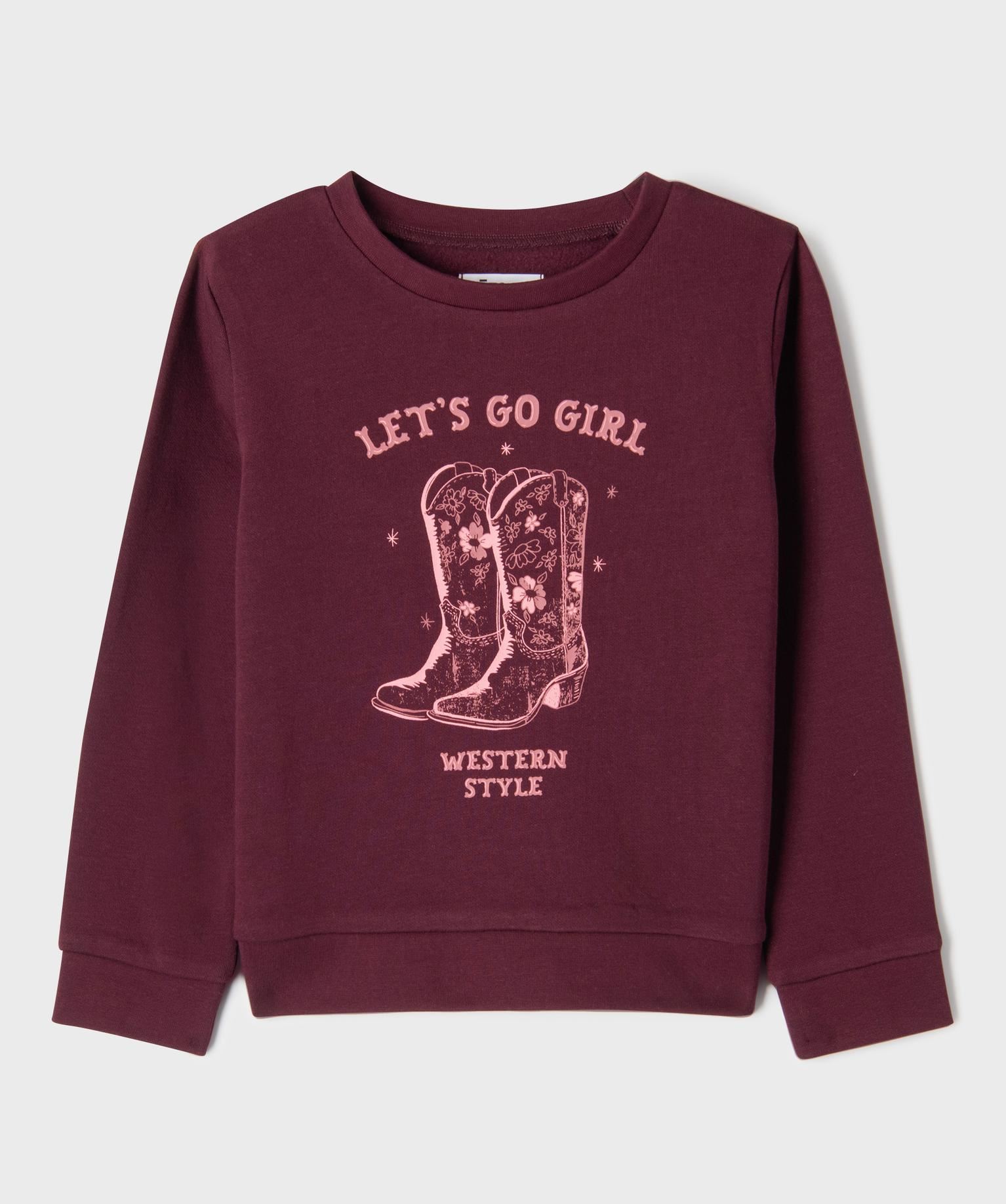 sweat a motif avec interieur molletonne fille rouge sweats