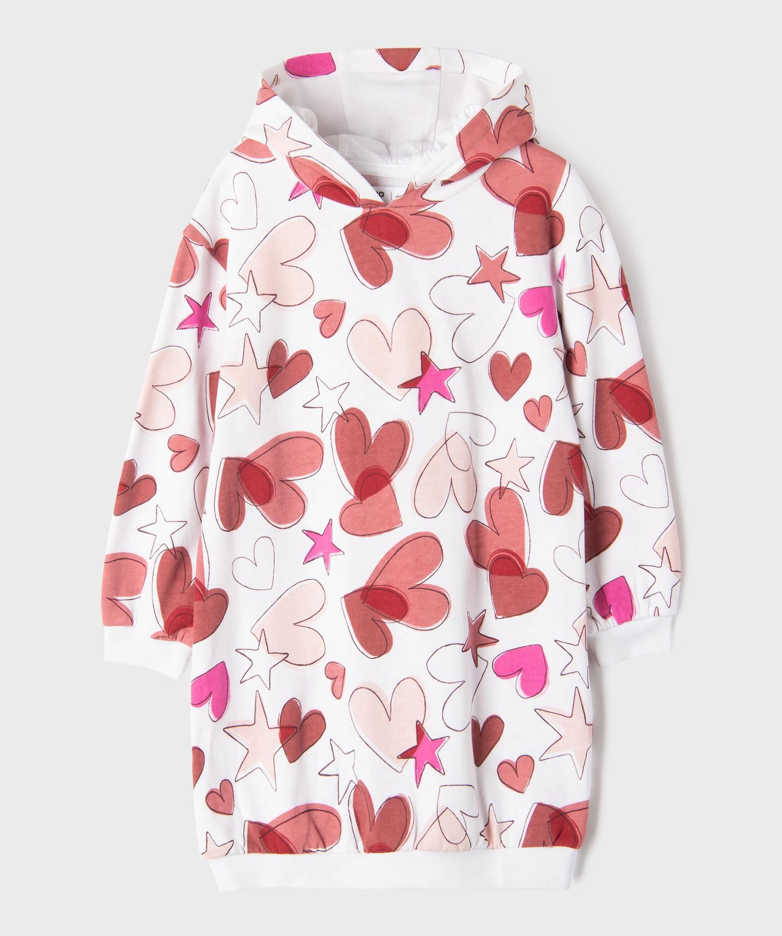 robe sweat a capuche imprime all over fille rose