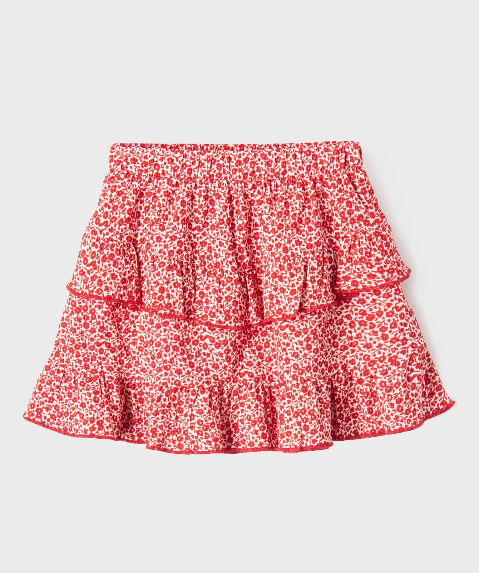 jupe a volants a motifs fleuris fille rouge standard